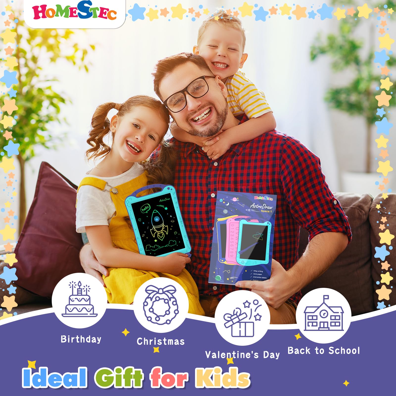 Foto 6 pulgar | Venta Internacional - Bloc De Dibujo Homestec Astrodraw, Tableta De Escritura Lcd Para Niños De 3 A 6 Años