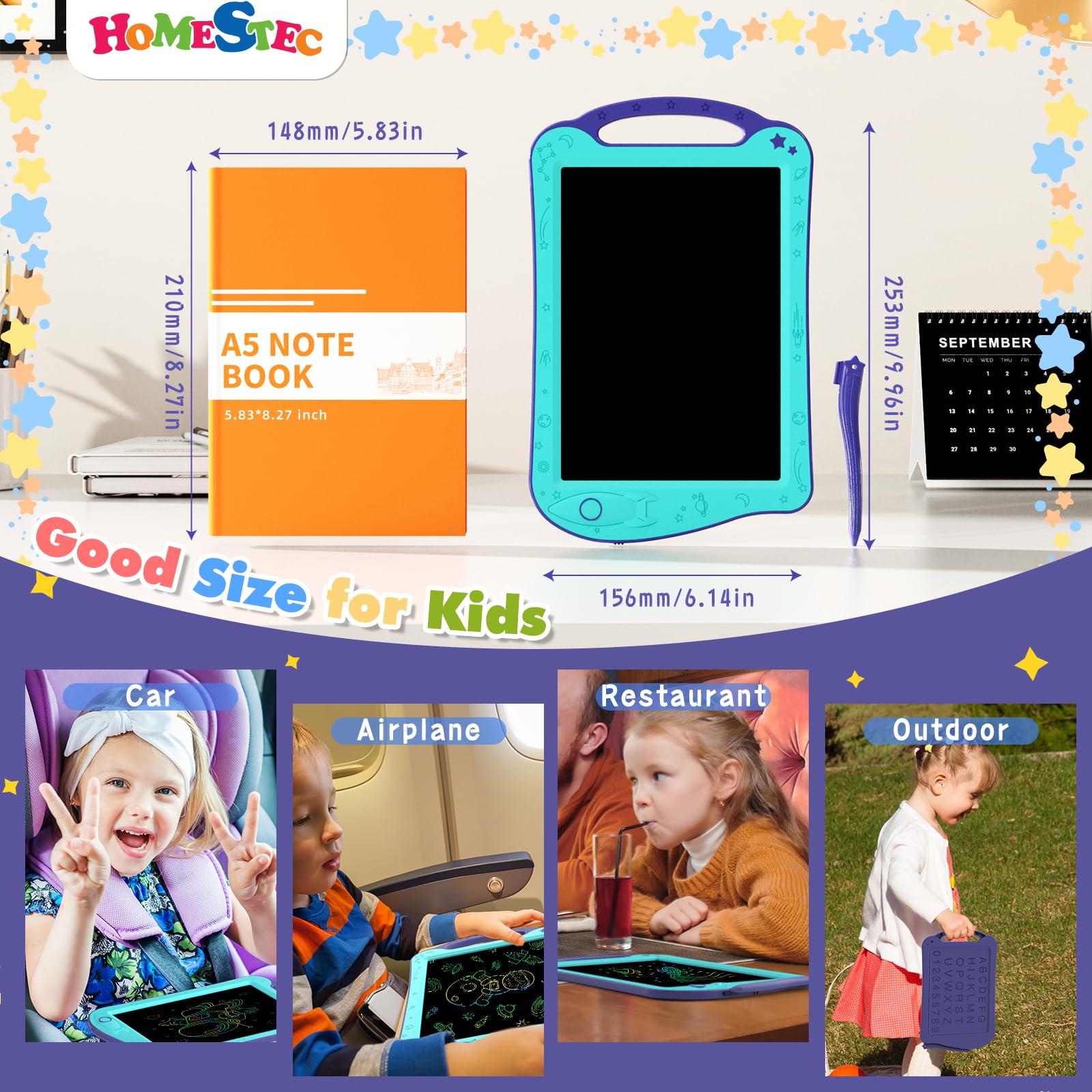 Foto 7 pulgar | Venta Internacional - Bloc De Dibujo Homestec Astrodraw, Tableta De Escritura Lcd Para Niños De 3 A 6 Años