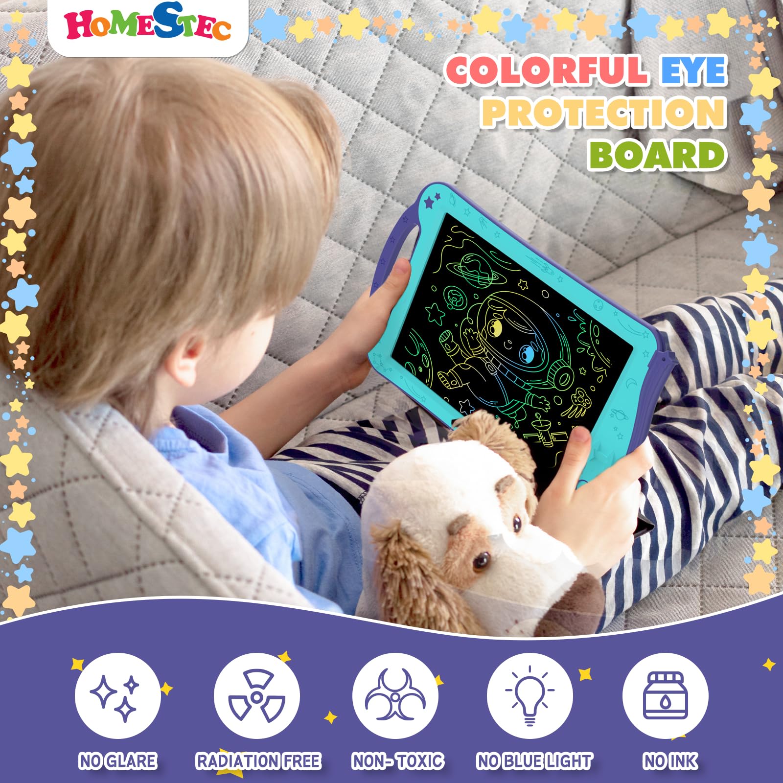 Foto 7 | Venta Internacional - Bloc De Dibujo Homestec Astrodraw, Tableta De Escritura Lcd Para Niños De 3 A 6 Años
