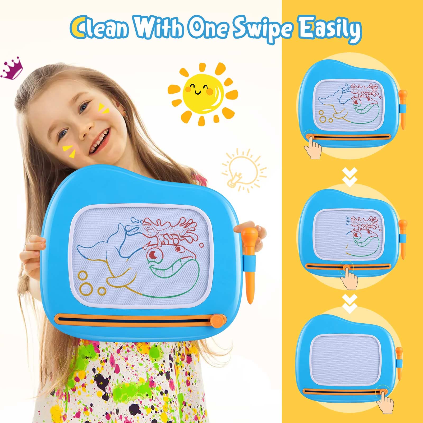 Foto 5 pulgar | Venta Internacional - Bloc De Dibujo Magnético Smasiagon Para Niños De 1 A 2 Años, Azul