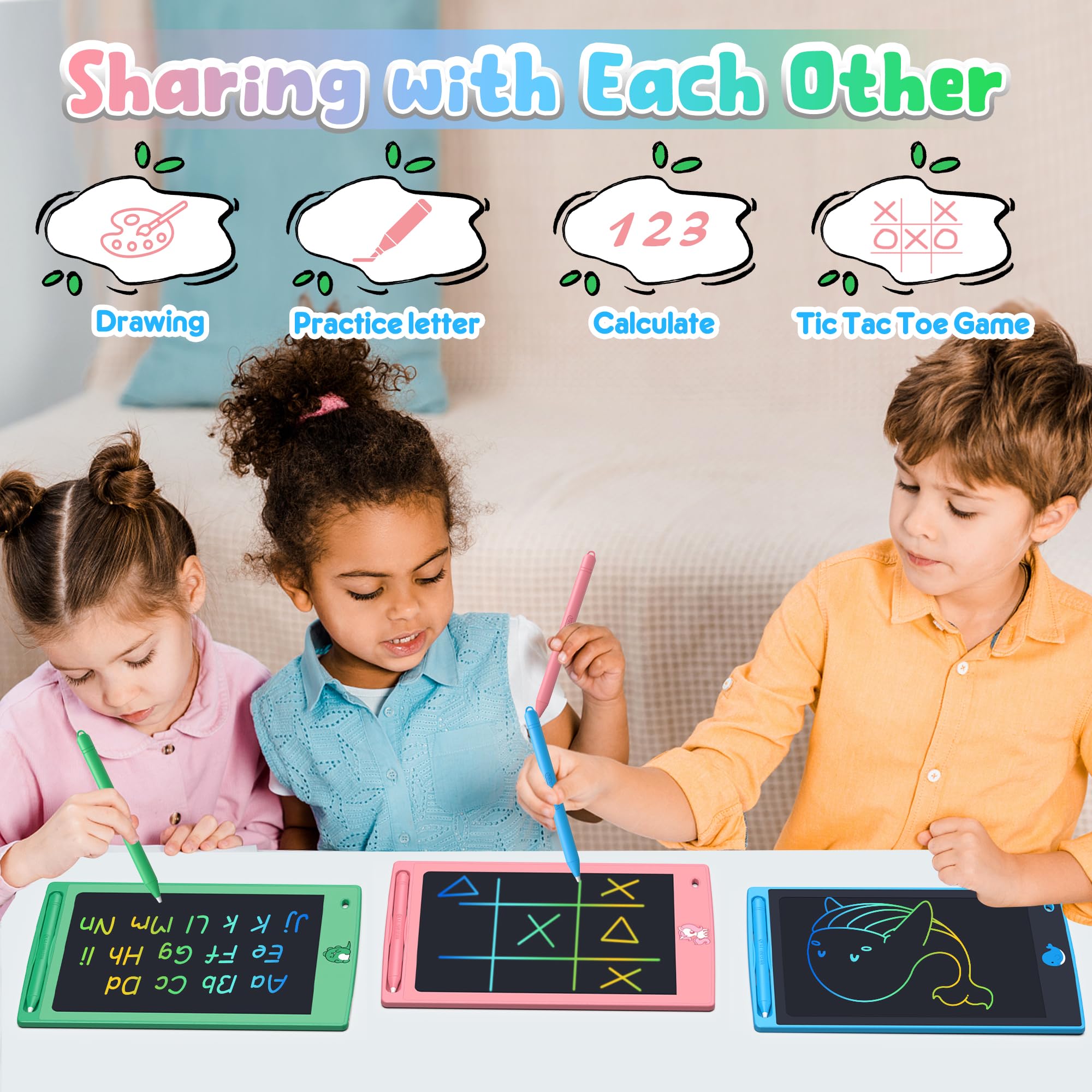 Foto 5 pulgar | Venta Internacional - Tableta De Escritura Lcd Flueston Para Niños Pequeños De 8.8 Pulgadas, Paquete De 3 Piezas