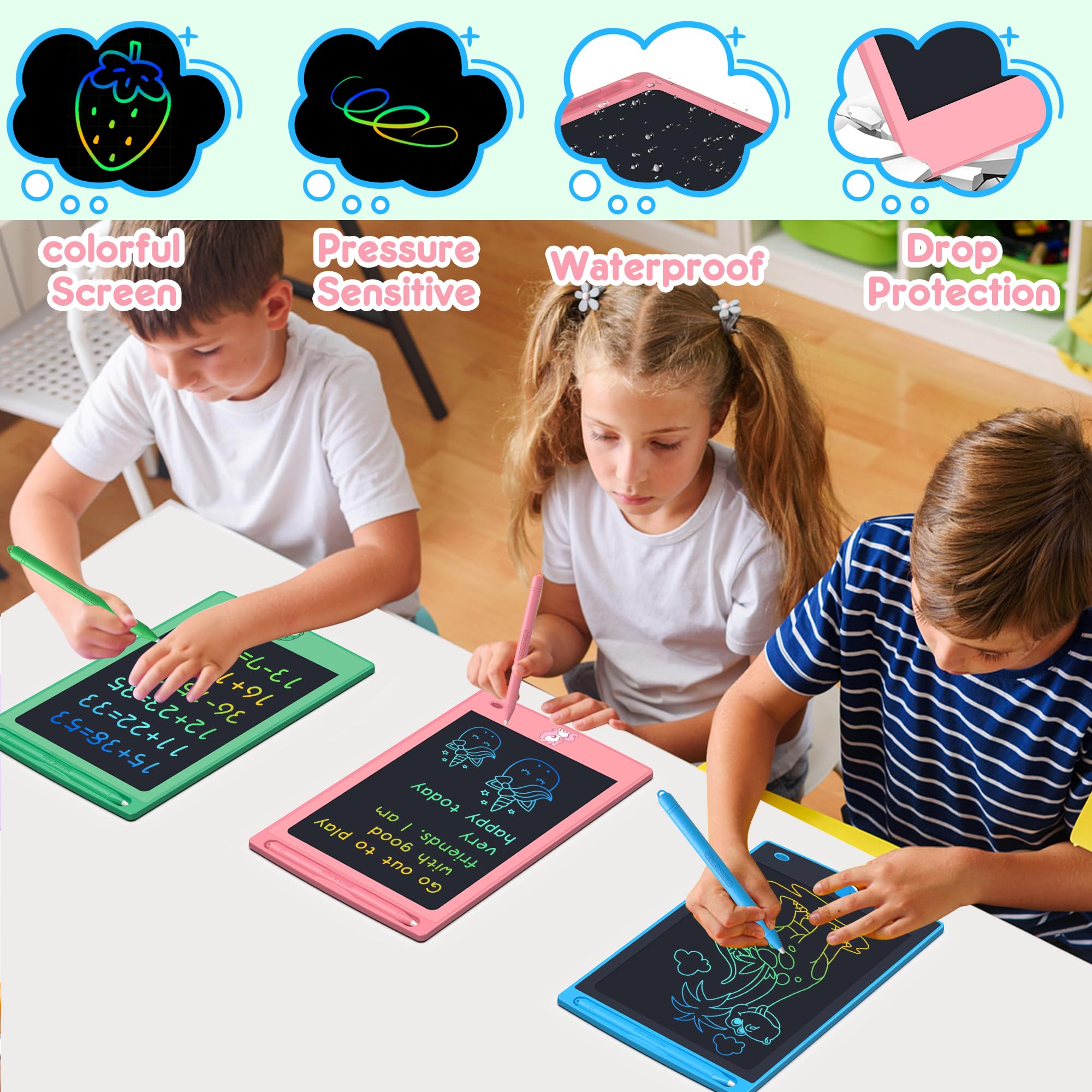 Foto 8 pulgar | Venta Internacional - Tableta De Escritura Lcd Flueston Para Niños Pequeños De 8.8 Pulgadas, Paquete De 3 Piezas