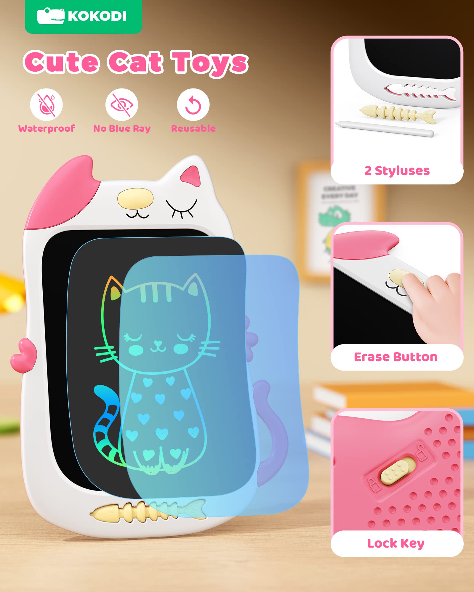 Foto 7 pulgar | Venta Internacional - Tableta De Escritura Lcd Kokodi Con Forma De Gato De 8.5 Pulgadas Para 3-7 Años