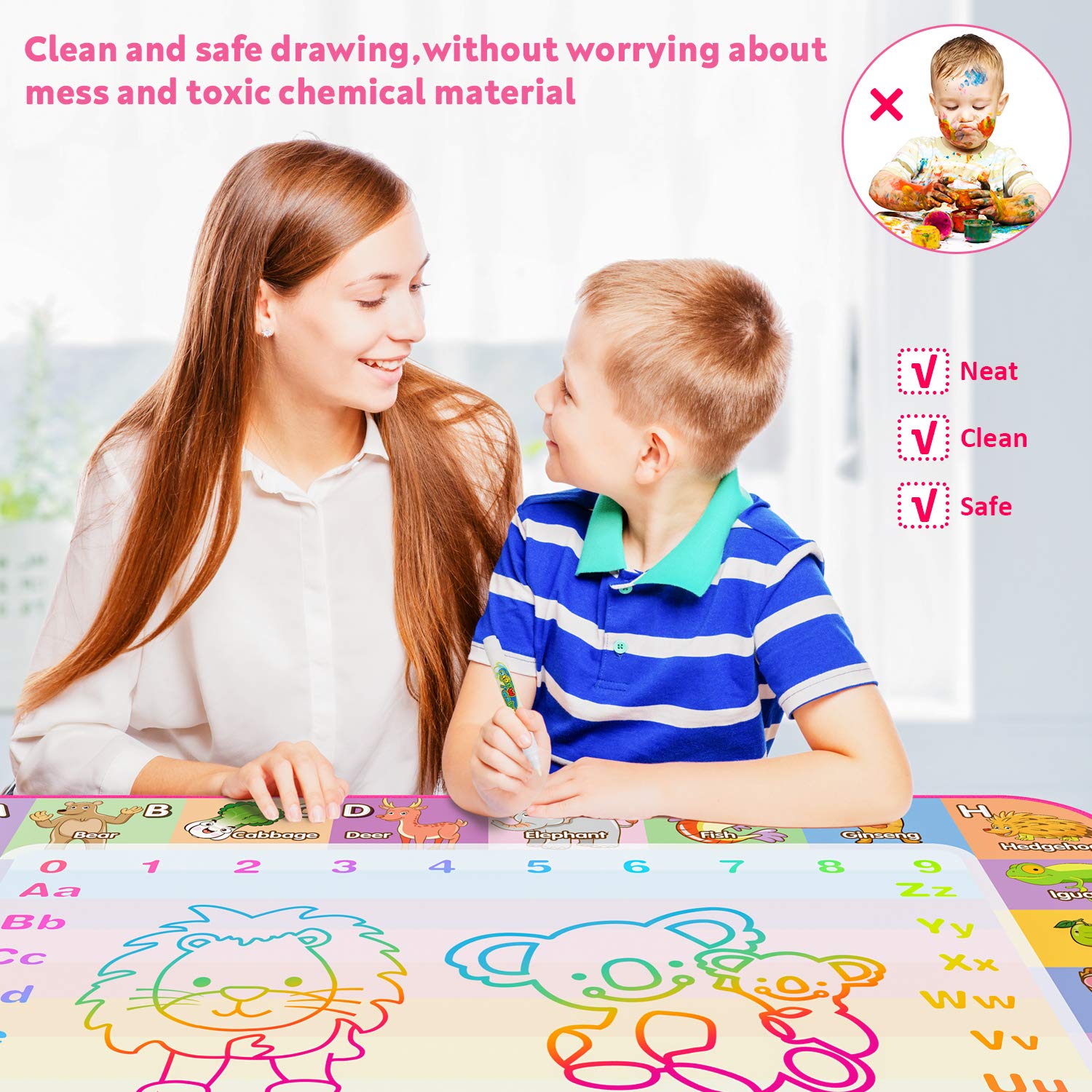 Foto 7 pulgar | Venta Internacional - Tapete Para Dibujar Agua Con Forma De T Kkones, Para Niños, Con Forma De Dibujo Acuático