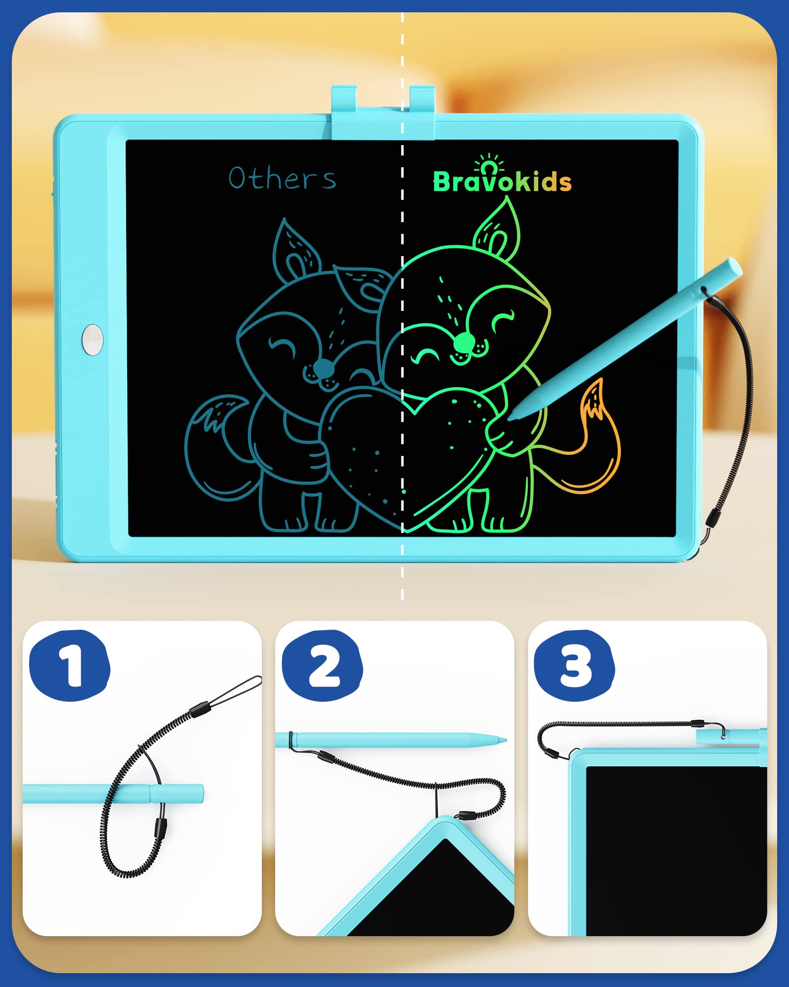 Foto 3 pulgar | Tableta De Escritura Lcd Bravokids Doodle Board De 10 Pulgadas, Azul - Venta Internacional.