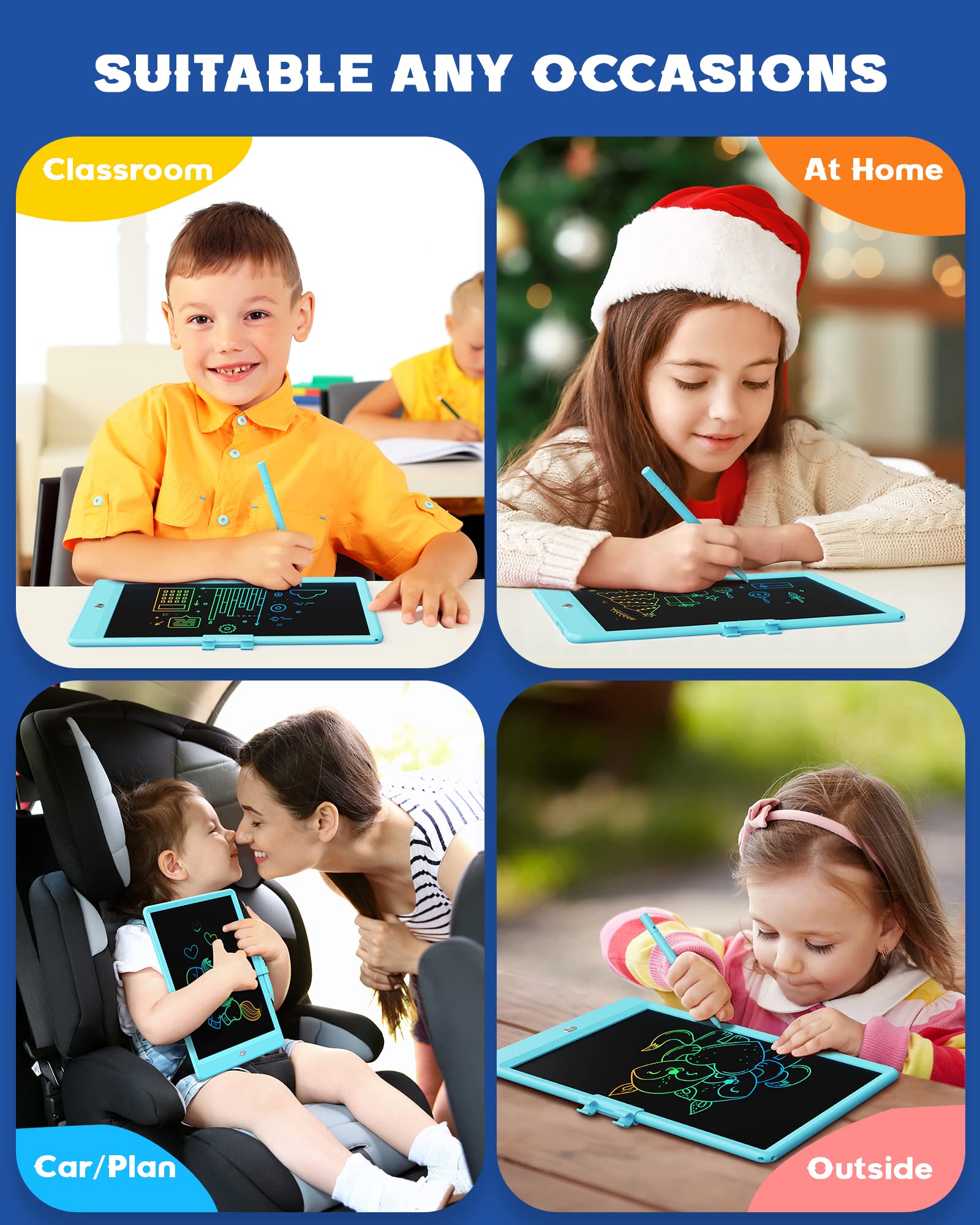 Foto 5 | Tableta De Escritura Lcd Bravokids Doodle Board De 10 Pulgadas, Azul - Venta Internacional.