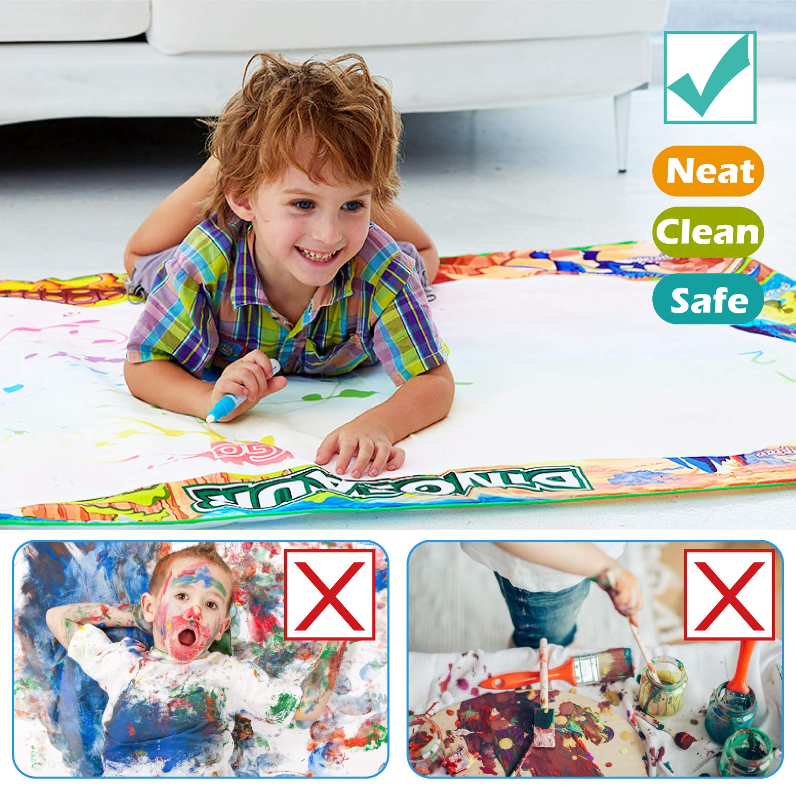 Foto 7 pulgar | Tapete Water Doodle Jasonwell Aqua De 150 X 100 Cm Con Accesorios - Venta Internacional.