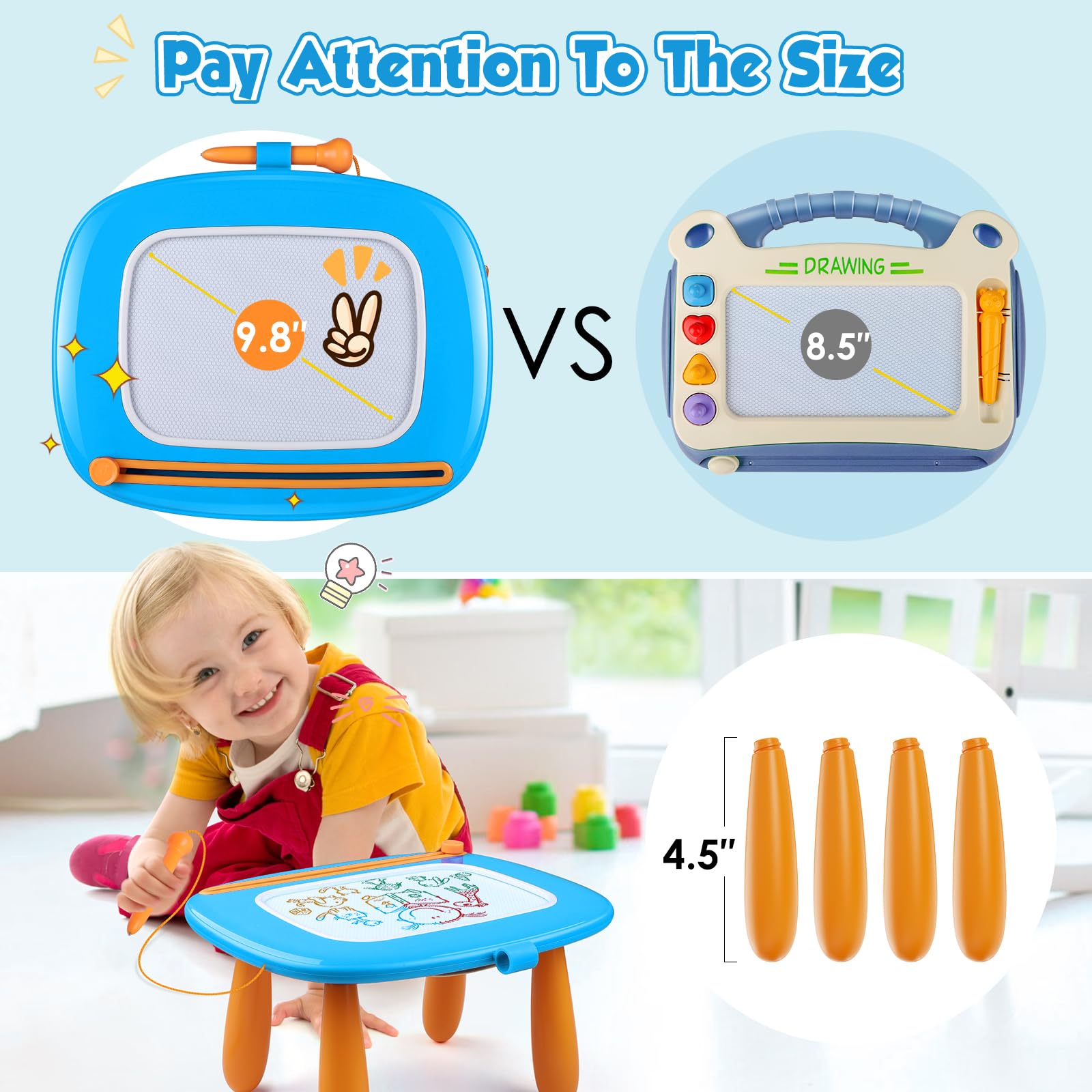 Foto 3 pulgar | Tablero De Dibujo Magnético Smasiagon Para Niños De 1 A 3 Años, Azul - Venta Internacional.