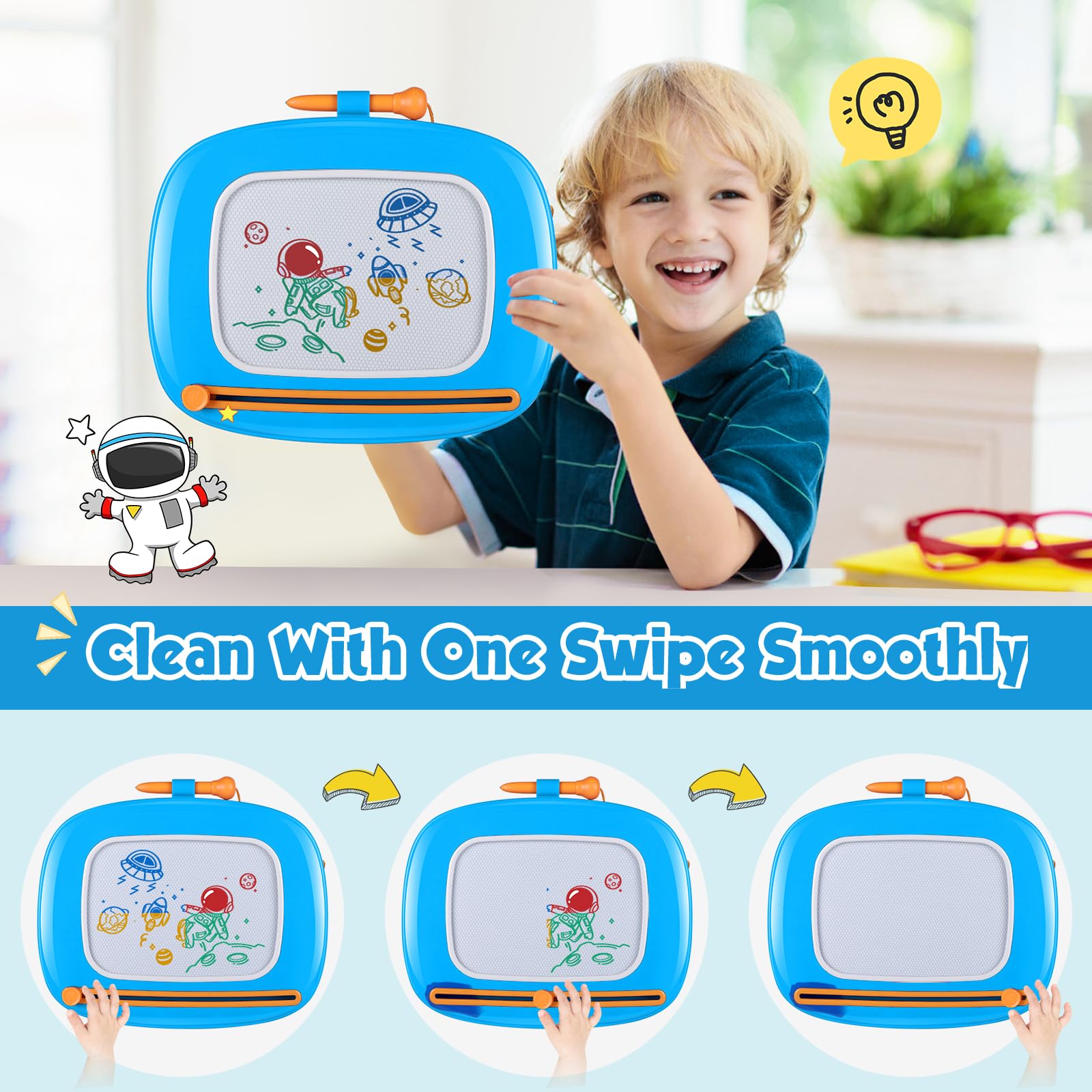 Foto 4 | Tablero De Dibujo Magnético Smasiagon Para Niños De 1 A 3 Años, Azul - Venta Internacional.