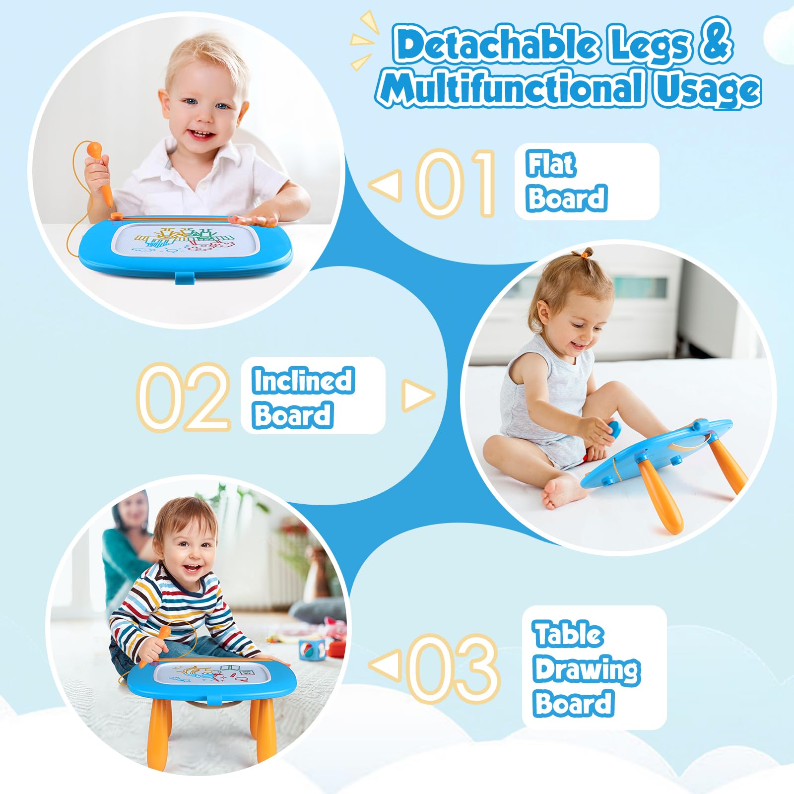 Foto 7 pulgar | Tablero De Dibujo Magnético Smasiagon Para Niños De 1 A 3 Años, Azul - Venta Internacional.