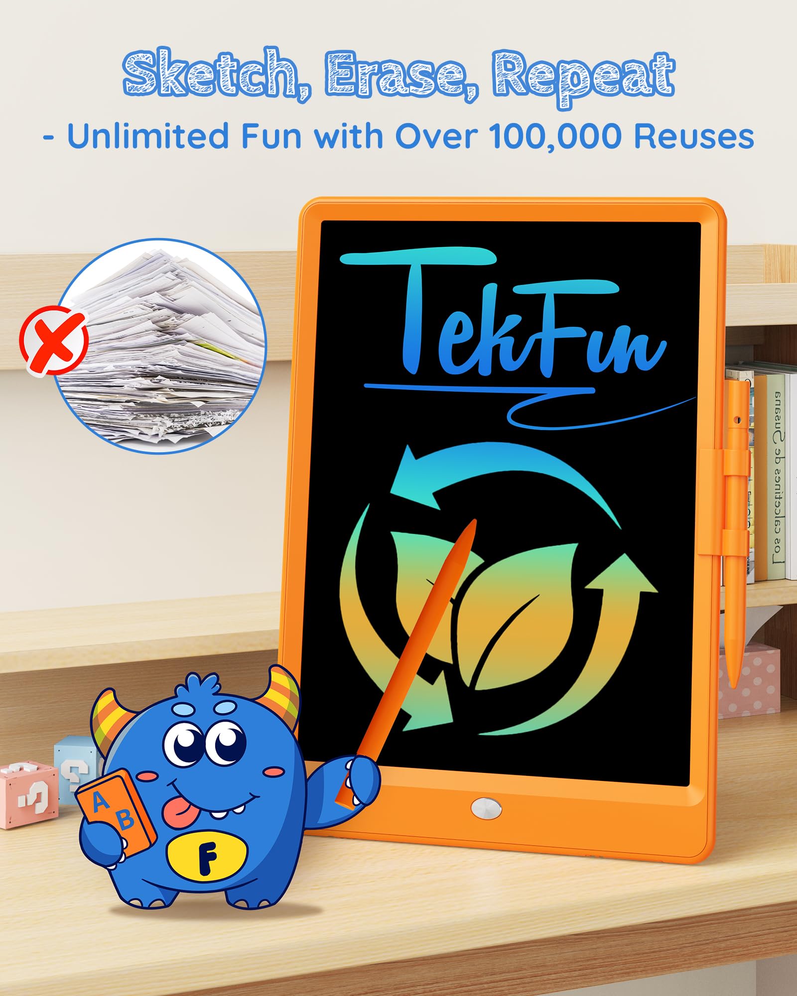 Foto 7 | Tableta De Escritura Lcd Tekfun Magic Doodle Board De 10 Pulgadas, Naranja - Venta Internacional.