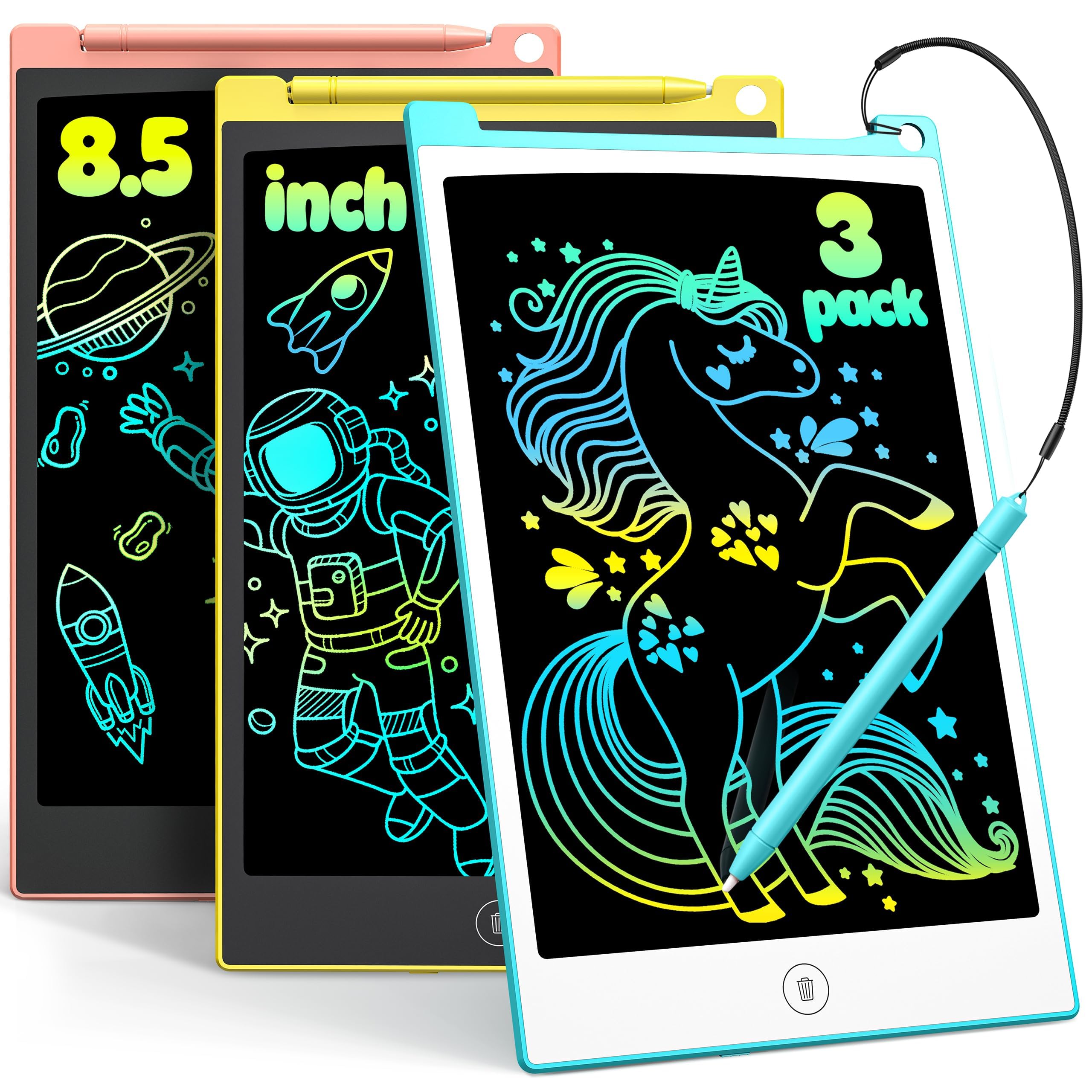 Tableta De Escritura Lcd Tecjoe De 8.5 Pulgadas, Colorida Pizarra Para Garabatos, X3 - Venta Internacional. $632