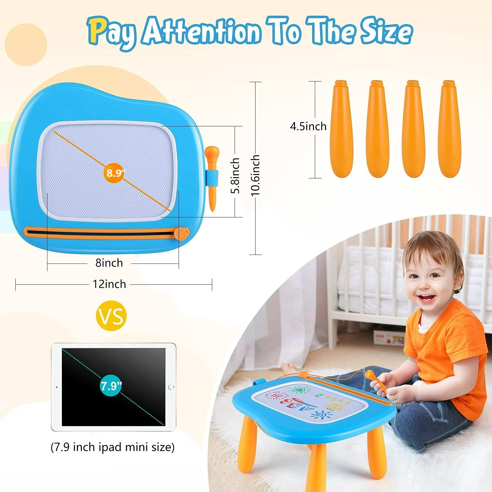 Foto 3 pulgar | Tablero De Dibujo Magnético Smasiagon Para Niños De 1 A 2 Años, Azul - Venta Internacional.