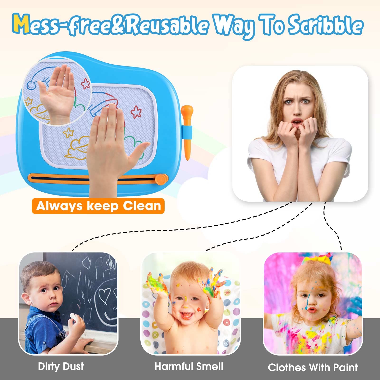 Foto 4 pulgar | Tablero De Dibujo Magnético Smasiagon Para Niños De 1 A 2 Años, Azul - Venta Internacional.