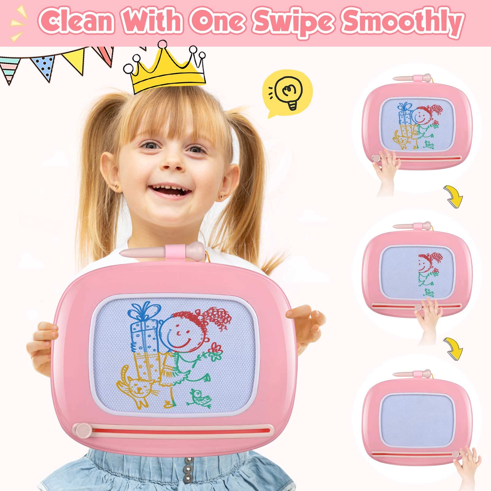 Foto 4 | Tablero De Dibujo Magnético Smasiagon Para Niñas De 1 A 3 Años - Venta Internacional.