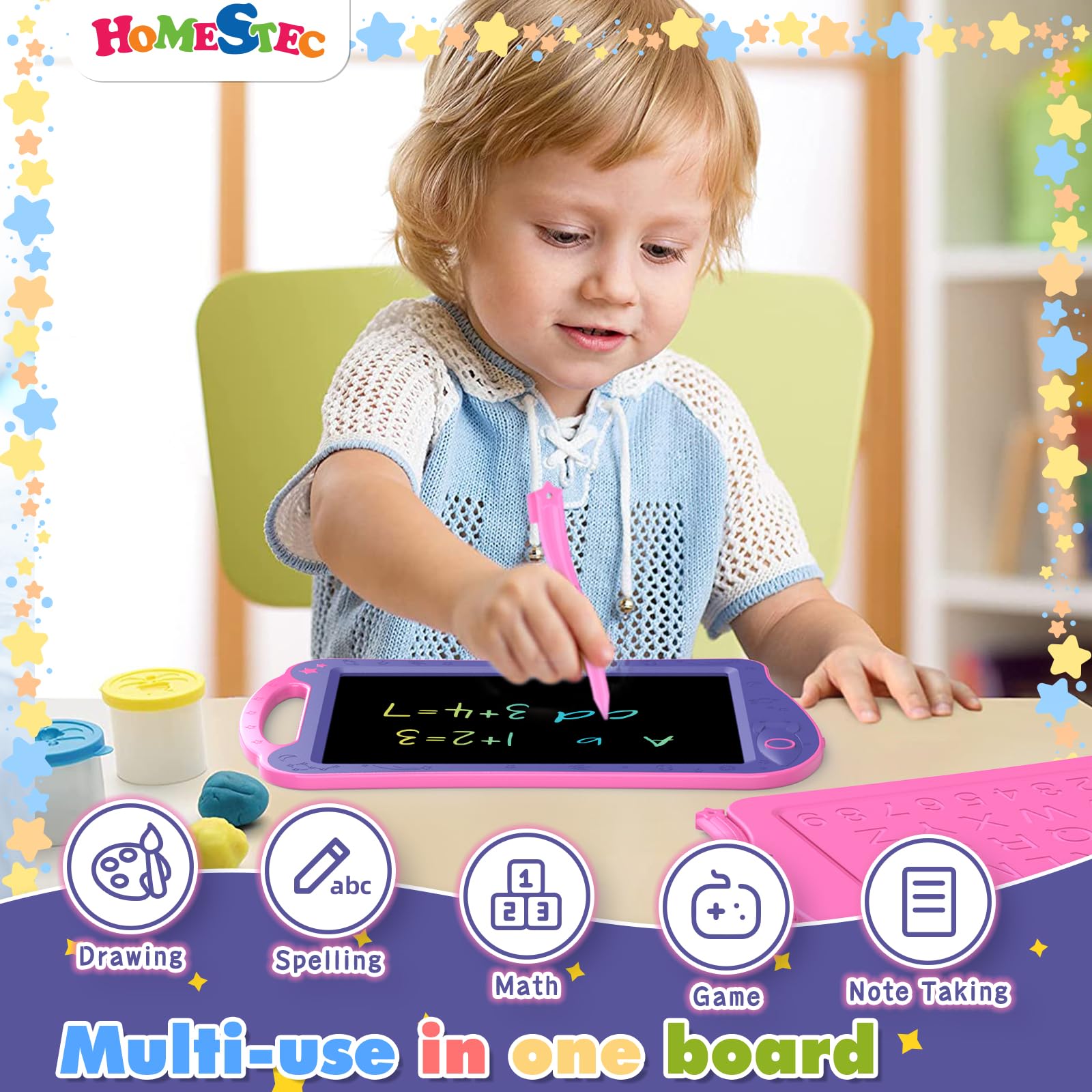 Foto 4 pulgar | Bloc De Dibujo Homestec Astrodraw, Tableta De Escritura Lcd Para Niños, Morado - Venta Internacional.