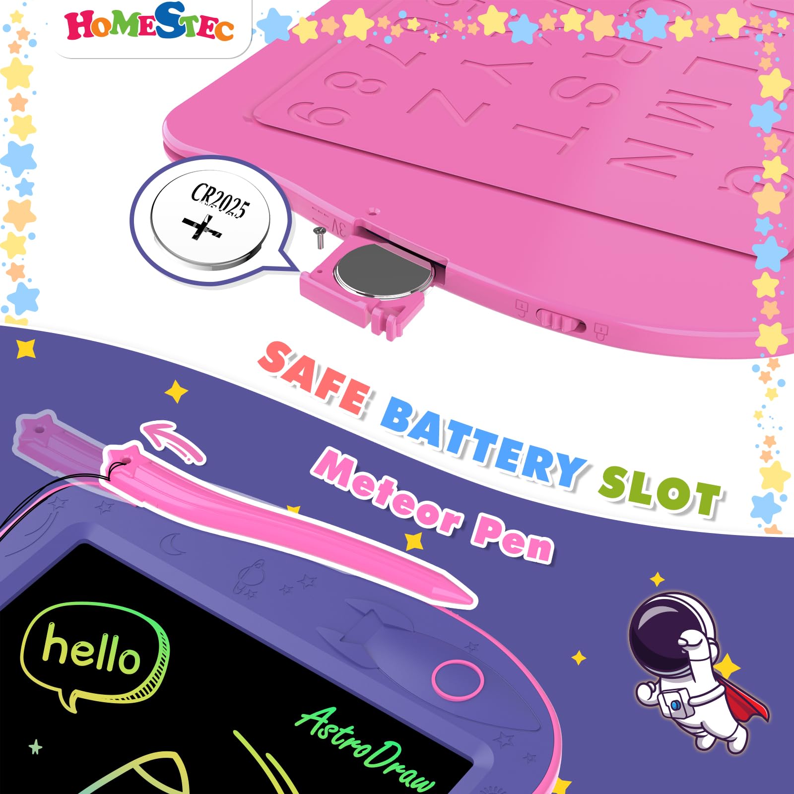 Foto 4 | Bloc De Dibujo Homestec Astrodraw, Tableta De Escritura Lcd Para Niños, Morado - Venta Internacional.