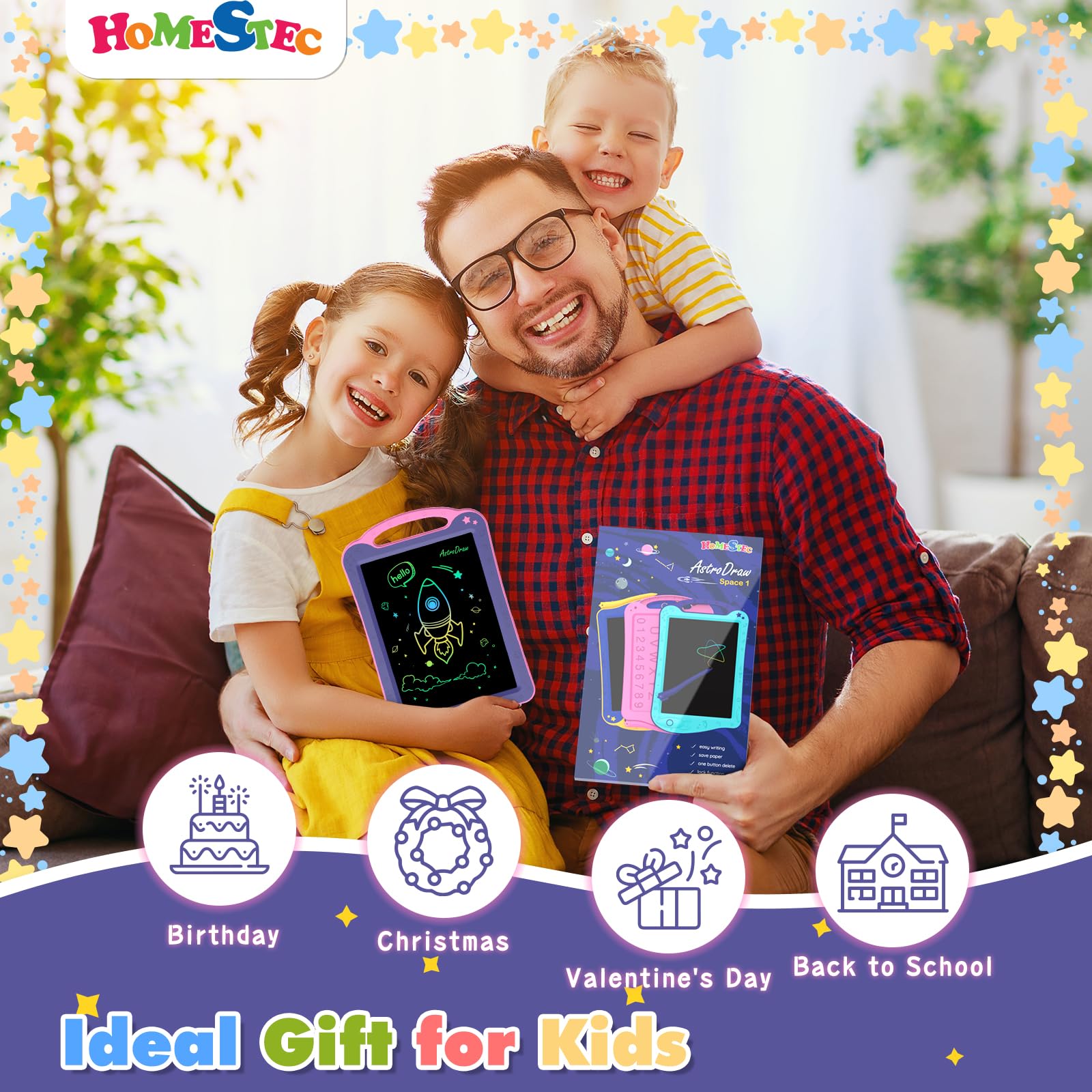 Foto 5 | Bloc De Dibujo Homestec Astrodraw, Tableta De Escritura Lcd Para Niños, Morado - Venta Internacional.