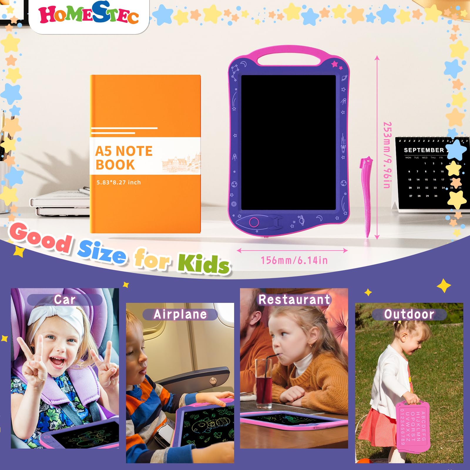 Foto 6 | Bloc De Dibujo Homestec Astrodraw, Tableta De Escritura Lcd Para Niños, Morado - Venta Internacional.