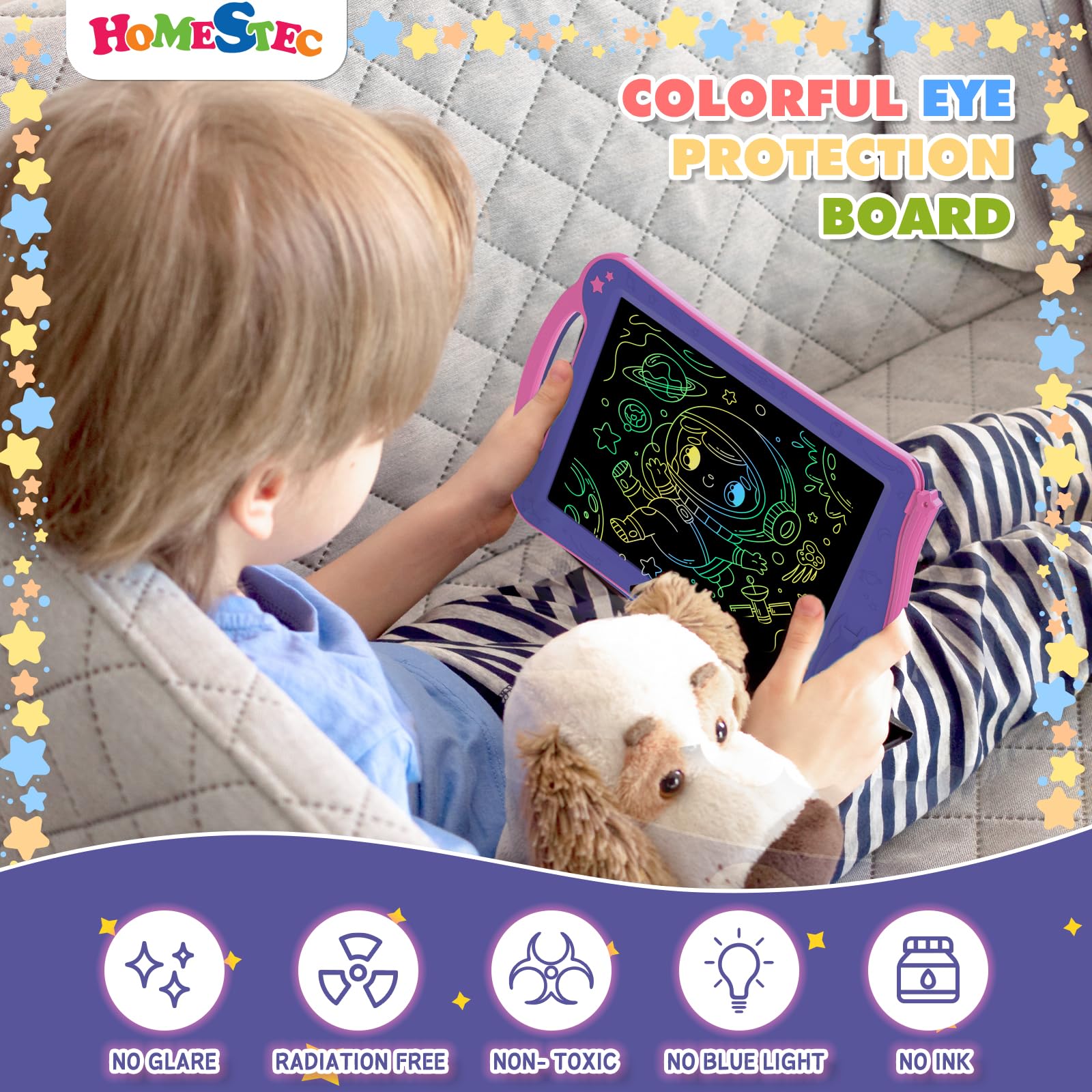 Foto 7 | Bloc De Dibujo Homestec Astrodraw, Tableta De Escritura Lcd Para Niños, Morado - Venta Internacional.