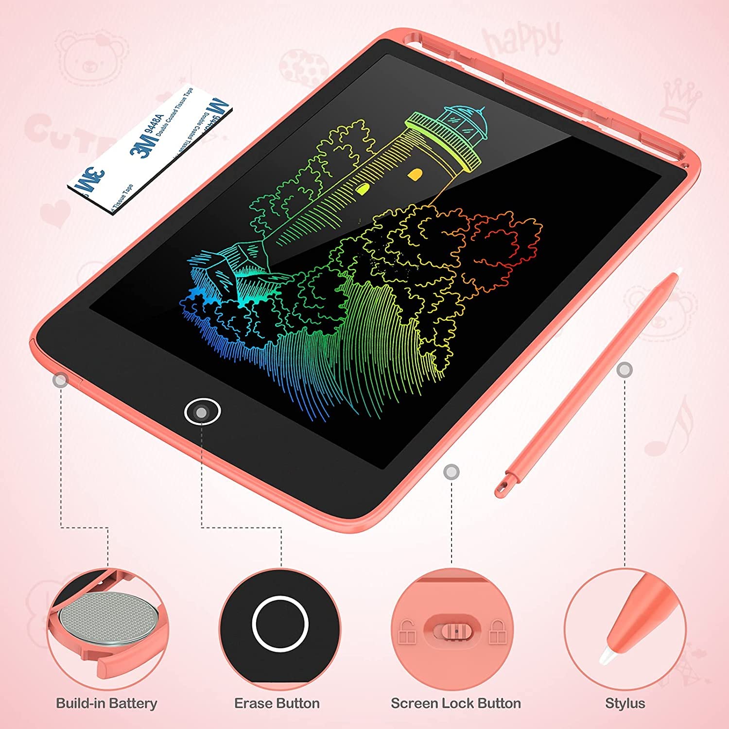 Foto 5 | Tableta De Escritura Lcd Tecjoe De 8.5 Pulgadas, Paquete De 2 Con Imanes Para Nevera - Venta Internacional.