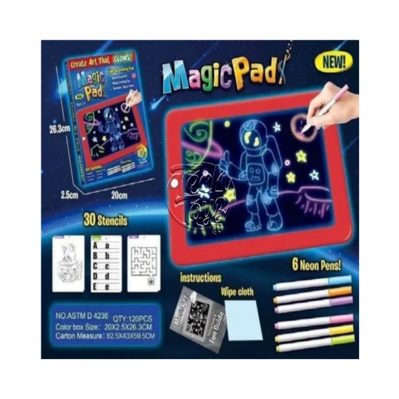 Foto 3 pulgar | Tablero De Dibujo Mágico Con Luz Led Para Niños Con 6 Rotuladores - Venta Internacional.