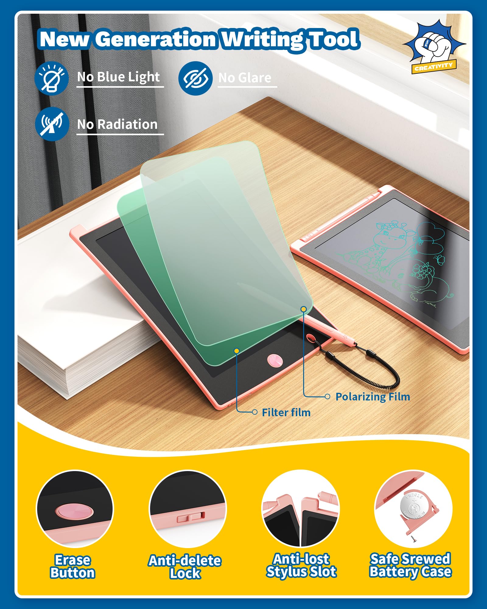 Foto 5 pulgar | Pizarra Borrable Lcd Tekfun para Garabatos y Escritura 2 Unidades - Venta Internacional
