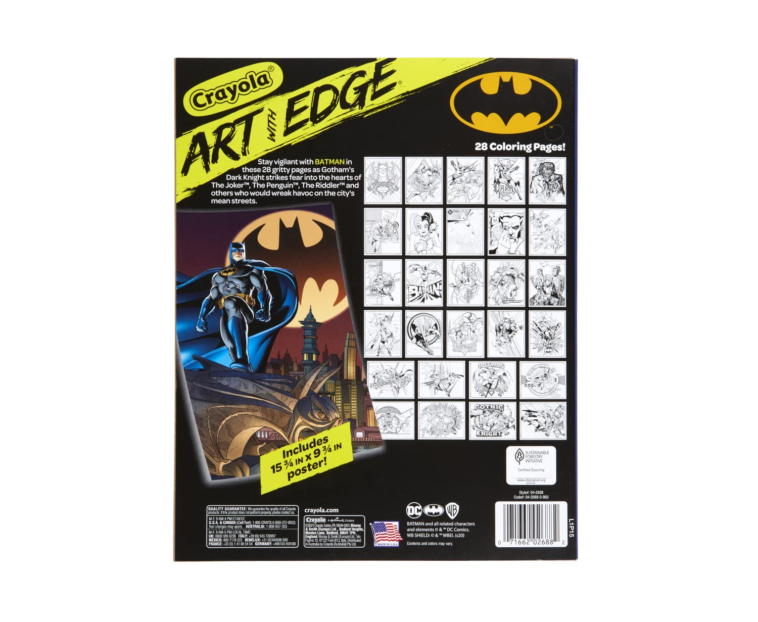 Foto 7 pulgar | Libro Para Colorear Crayola Art With Edge Batman Con Póster, 28 Págs. - Venta Internacional.