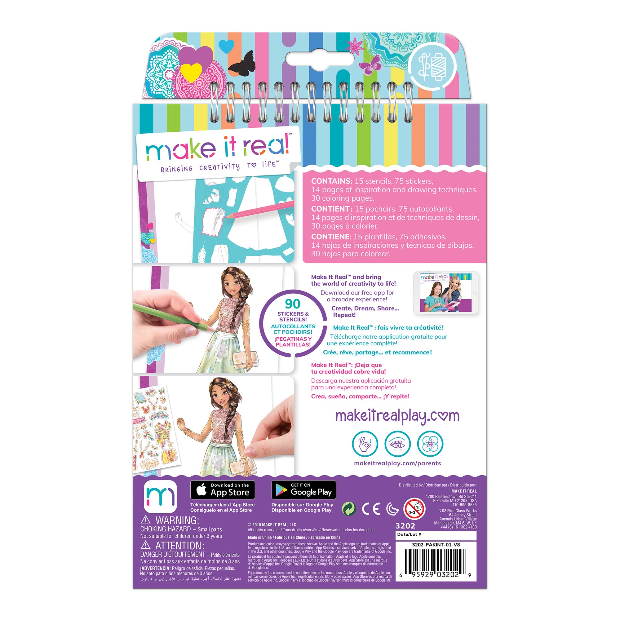 Foto 3 pulgar | Kit De Cuaderno De Bocetos De Diseño De Moda Make It Real Blooming Girls 6+ - Venta Internacional.