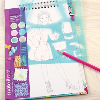 Foto 3 | Kit De Cuaderno De Bocetos De Diseño De Moda Make It Real Blooming Girls 6+ - Venta Internacional.