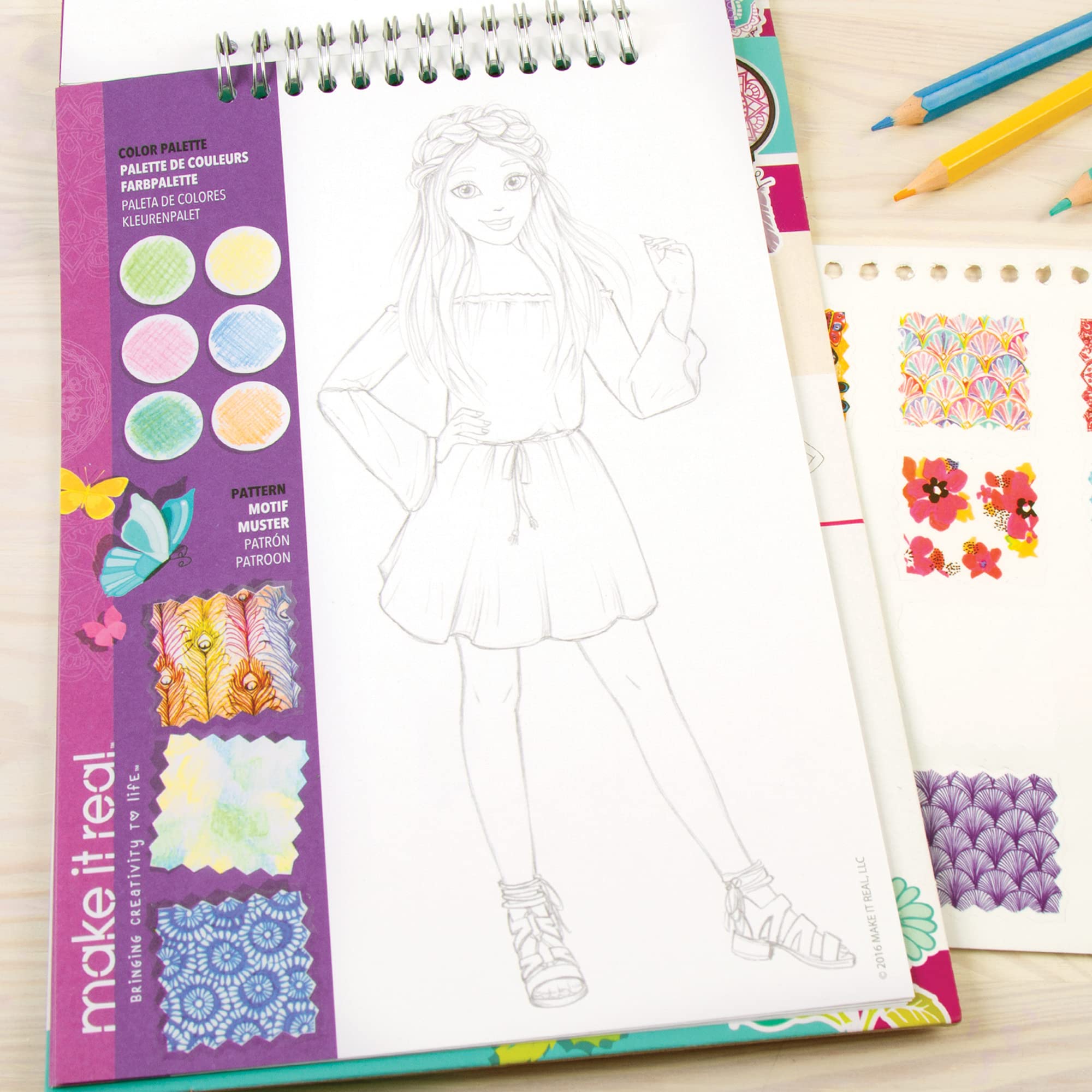 Foto 6 pulgar | Kit De Cuaderno De Bocetos De Diseño De Moda Make It Real Blooming Girls 6+ - Venta Internacional.