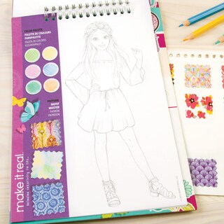 Foto 5 | Kit De Cuaderno De Bocetos De Diseño De Moda Make It Real Blooming Girls 6+ - Venta Internacional.