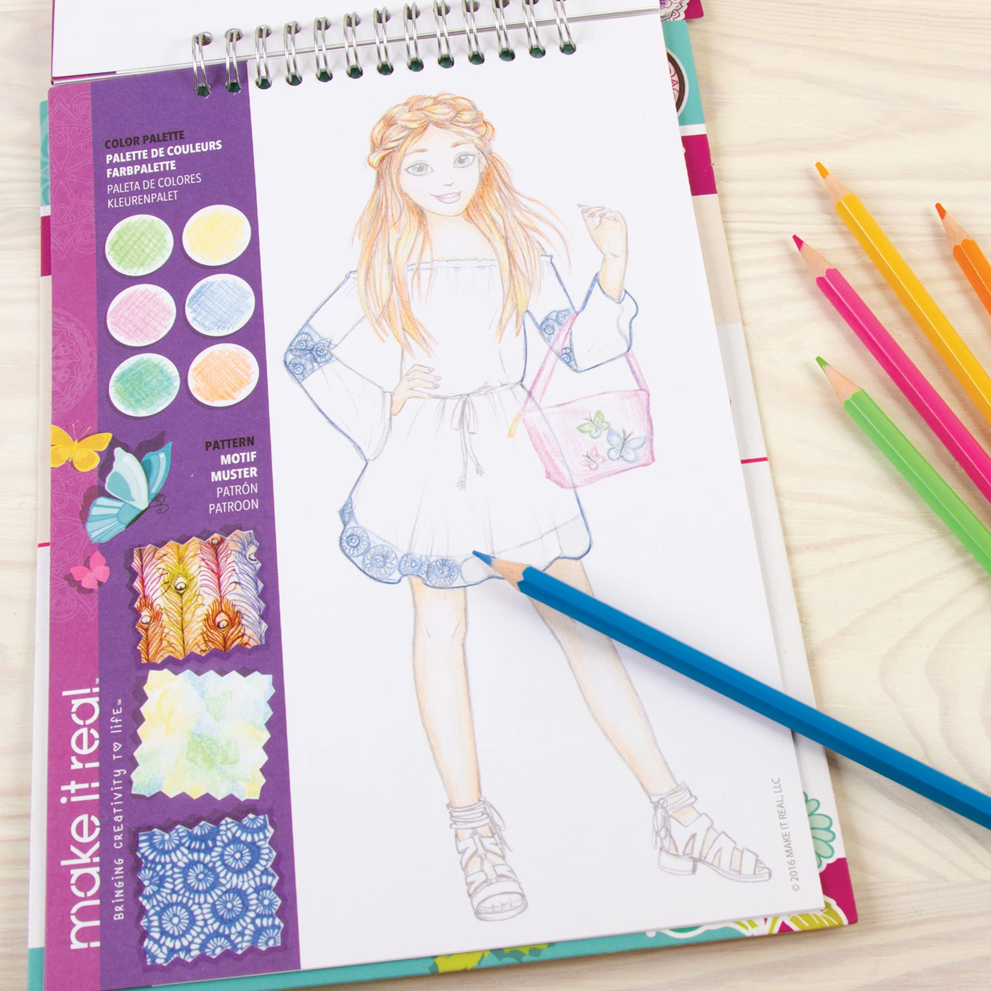 Foto 7 pulgar | Kit De Cuaderno De Bocetos De Diseño De Moda Make It Real Blooming Girls 6+ - Venta Internacional.