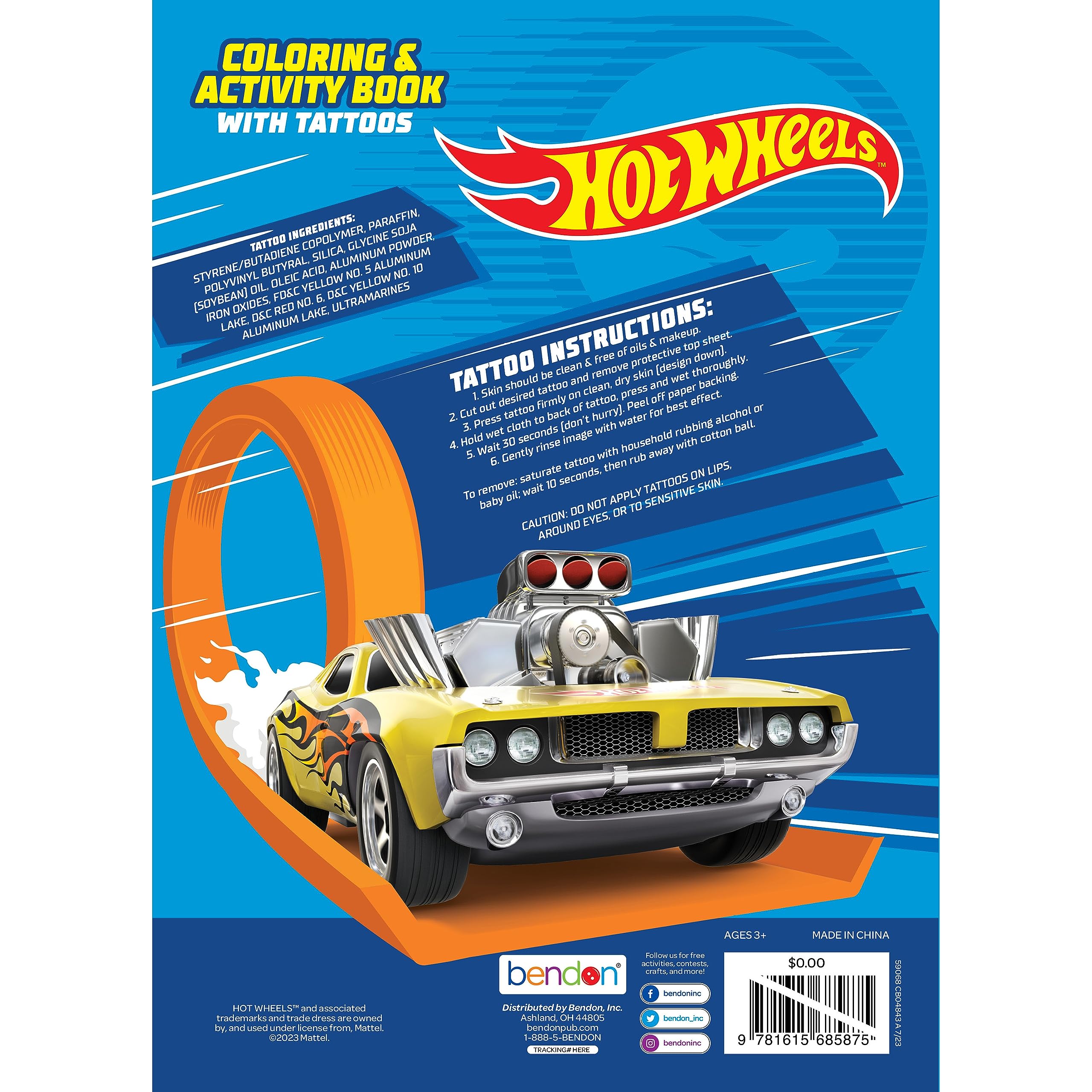 Foto 3 pulgar | Libro Para Colorear Y Actividades Bendon Hot Wheels 59068 Con Tatuajes - Venta Internacional.