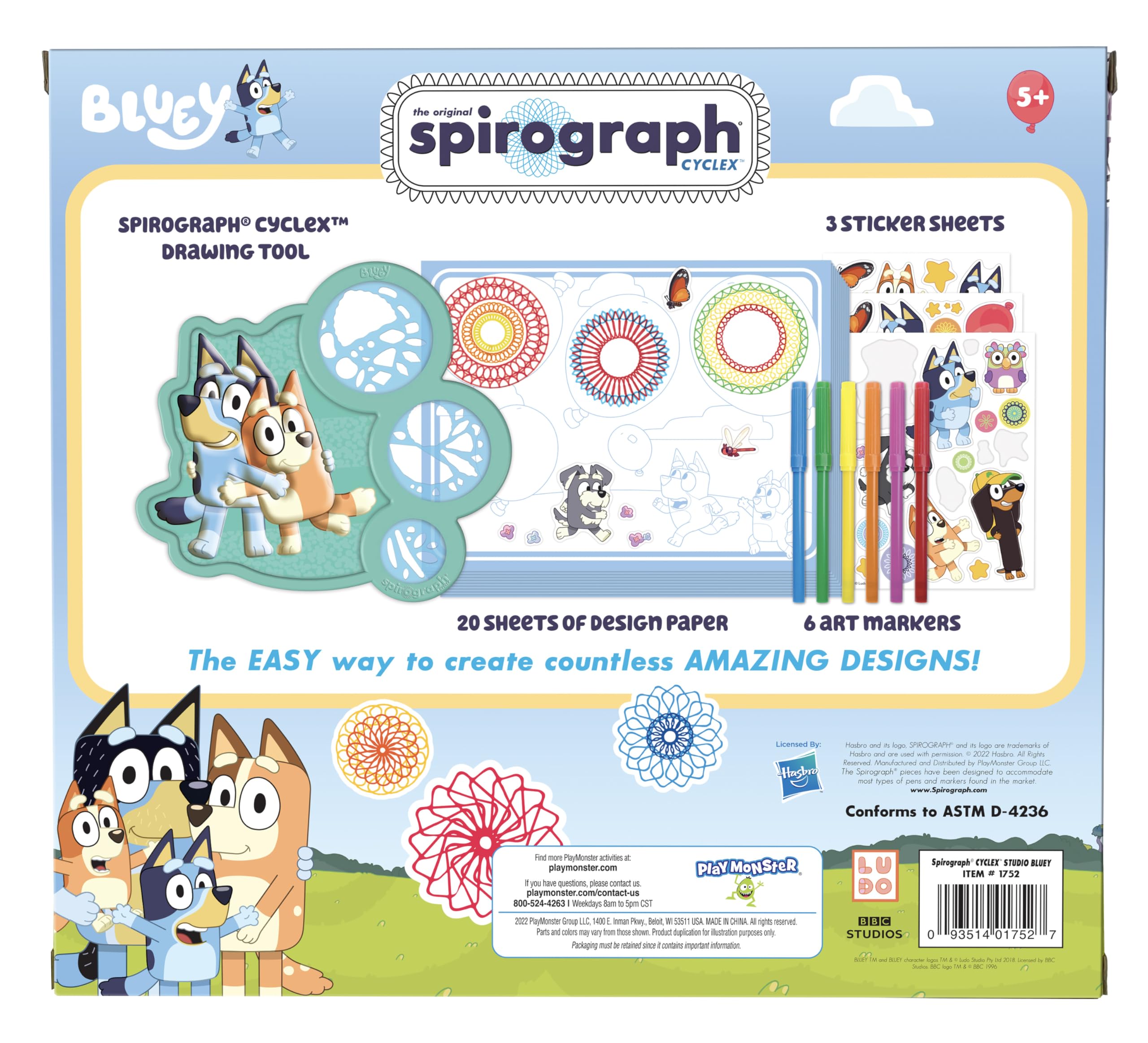 Foto 7 pulgar | Kit De Dibujo Spirograph Cyclex Bluey Con Pegatinas Para Niños Mayores De 5 Años - Venta Internacional.