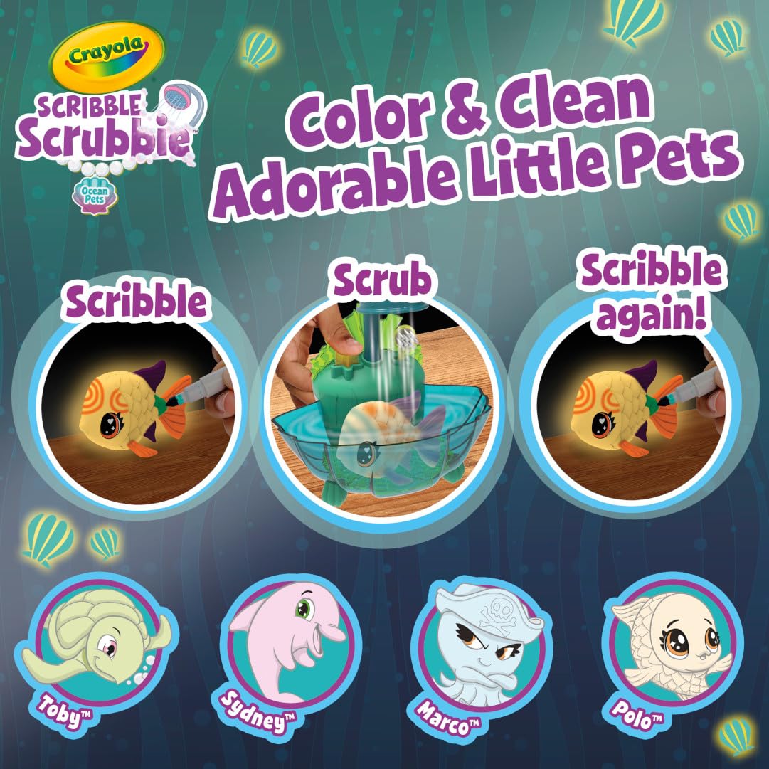 Foto 6 pulgar | Toy Crayola Scribble Scrubbie Glow Lagoon Pets, Animales Marinos, 3 Años O Más - Venta Internacional.