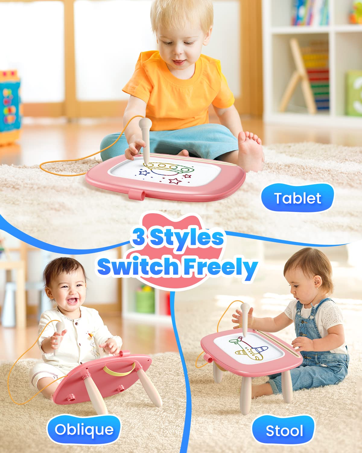 Foto 3 pulgar | Tablero De Dibujo Magnético Seimome Para Niños De 1 A 2 Años, Color Rosa - Venta Internacional.