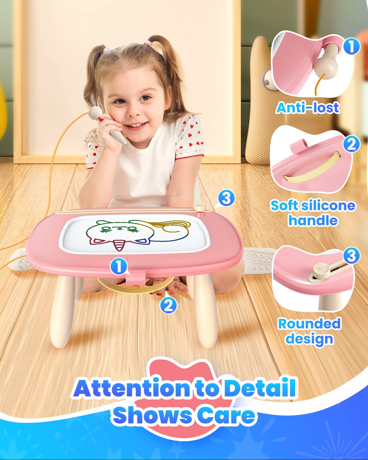 Foto 6 pulgar | Tablero De Dibujo Magnético Seimome Para Niños De 1 A 2 Años, Color Rosa - Venta Internacional.