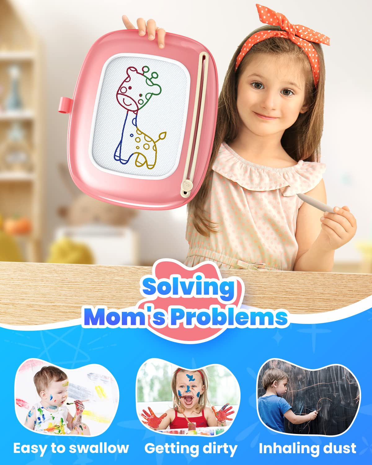 Foto 6 | Tablero De Dibujo Magnético Seimome Para Niños De 1 A 2 Años, Color Rosa - Venta Internacional.