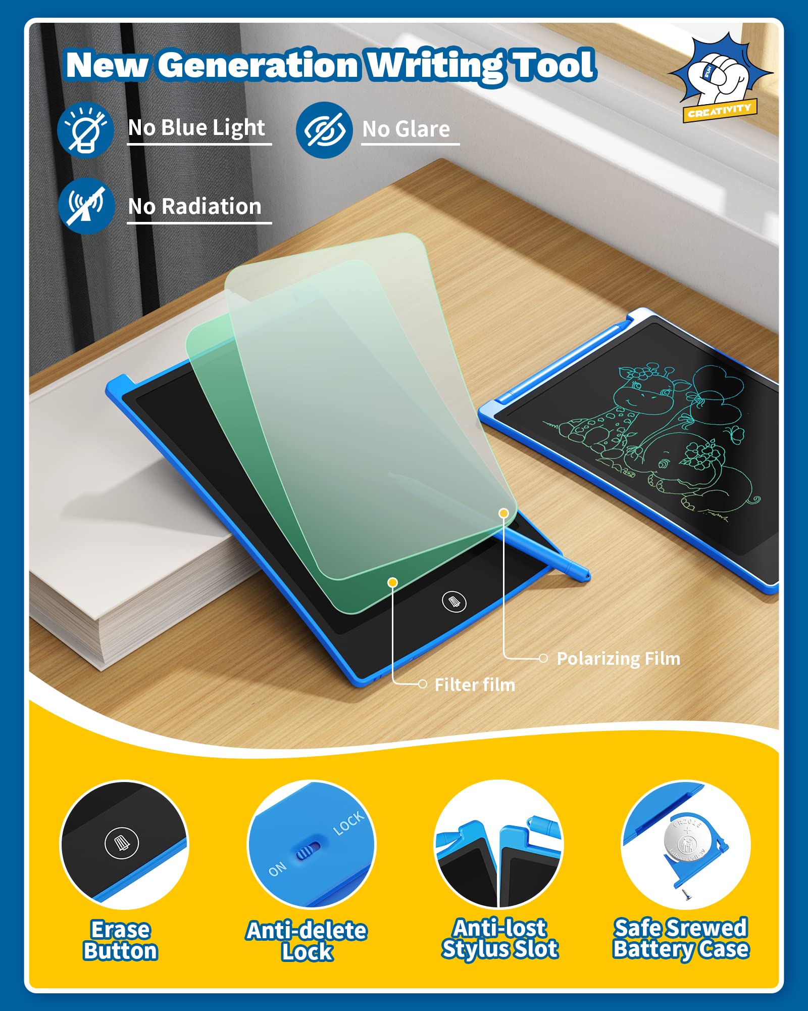 Foto 4 | Tableta De Escritura Lcd Tekfun, Pizarra Borrable Para Garabatos De 8.5 Pulgadas - Venta Internacional.