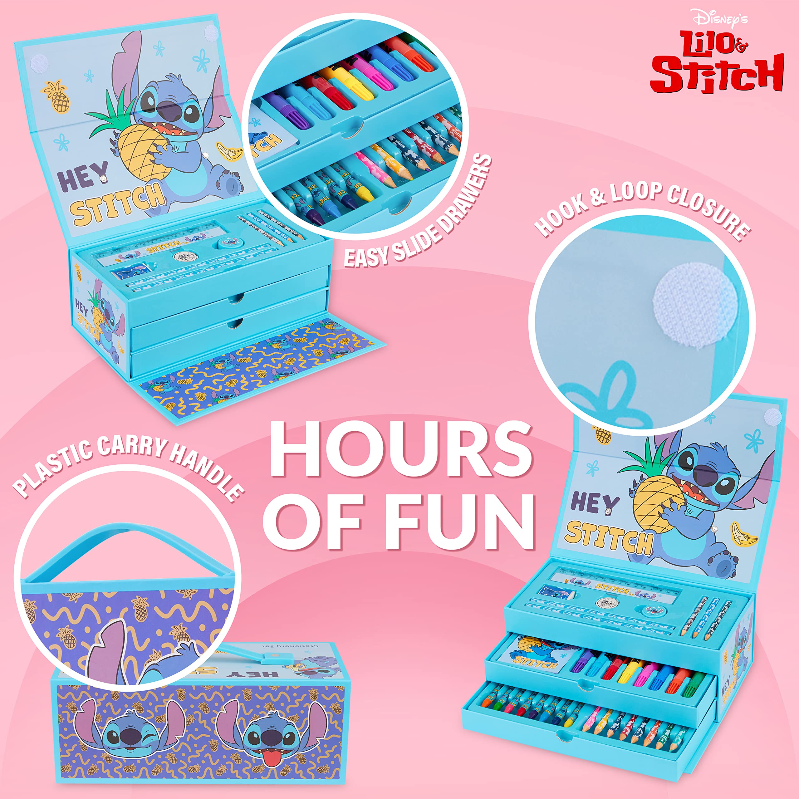 Foto 4 | Juego De Lápices De Colores Disney Stitch Para Niños Con Caja De Arte, Más De 30 Unidades - Venta Internacional.