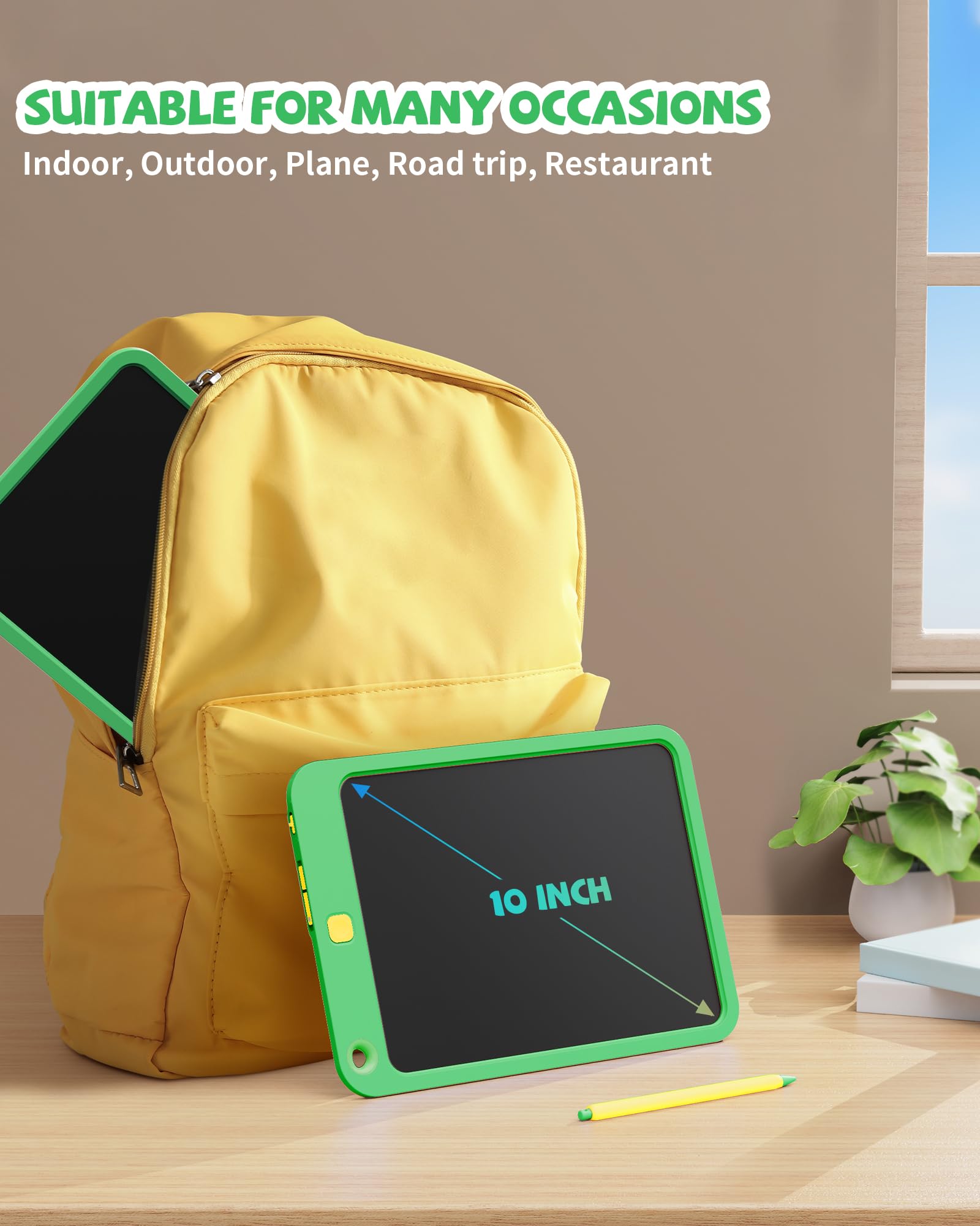 Foto 4 pulgar | Tableta De Escritura Lcd Kikapabi De 10 Pulgadas Con Cordón Para Niños, Color Verde - Venta Internacional.