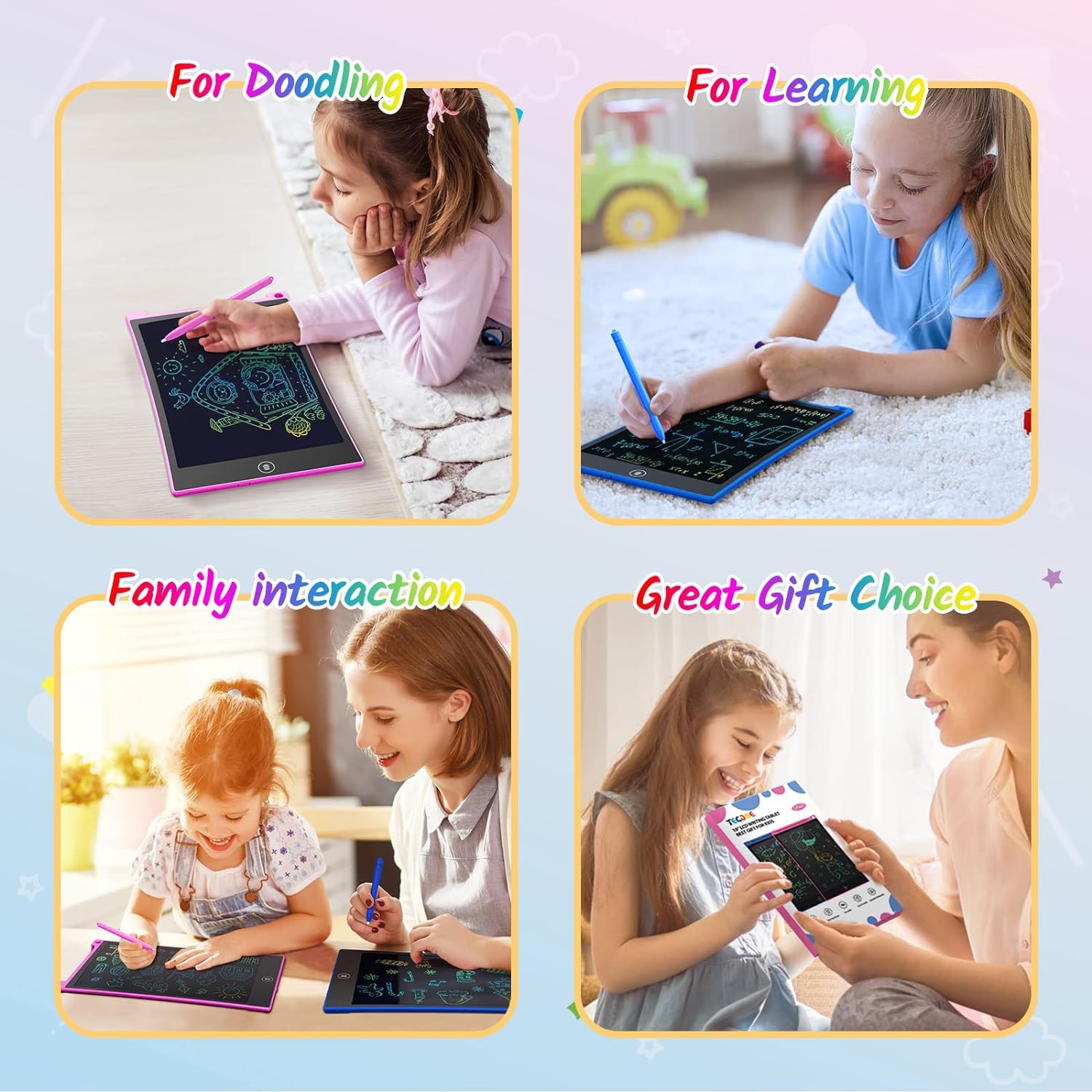 Foto 8 pulgar | Tableta de Dibujo LCD Tecjoe 10 Pulgadas Colorido Doodle Paquete de 2 Unidades para Niños - Venta Internacional