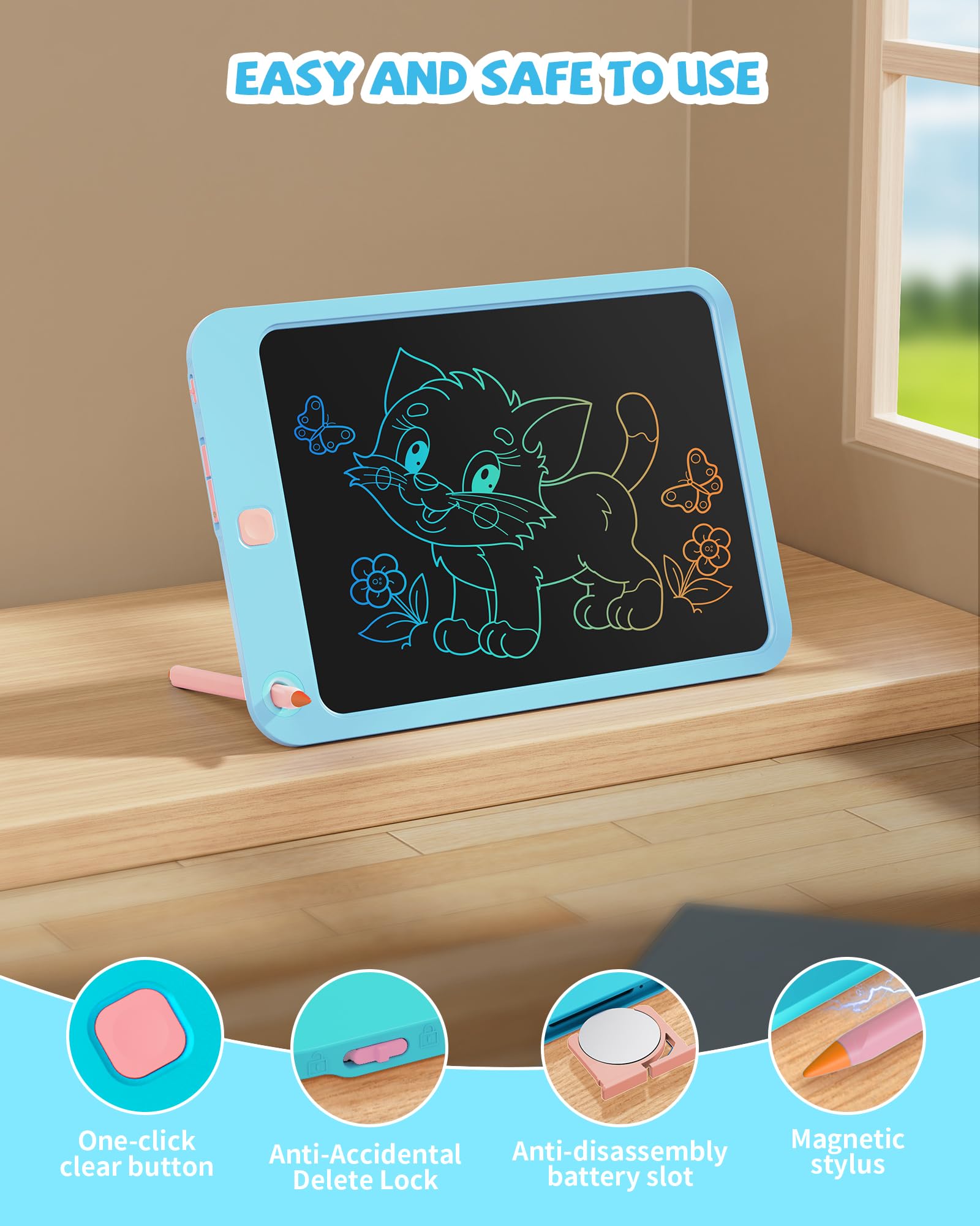 Foto 4 pulgar | Tableta De Escritura Lcd Kikapabi De 10 Pulgadas Con Cordón Para Niños De 3 A 12 Años - Venta Internacional.