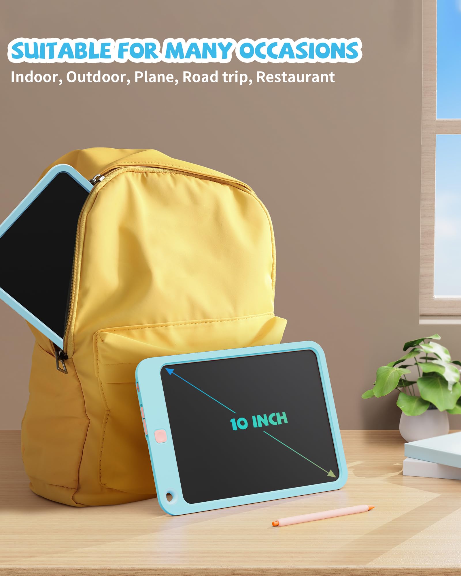 Foto 5 | Tableta De Escritura Lcd Kikapabi De 10 Pulgadas Con Cordón Para Niños De 3 A 12 Años - Venta Internacional.