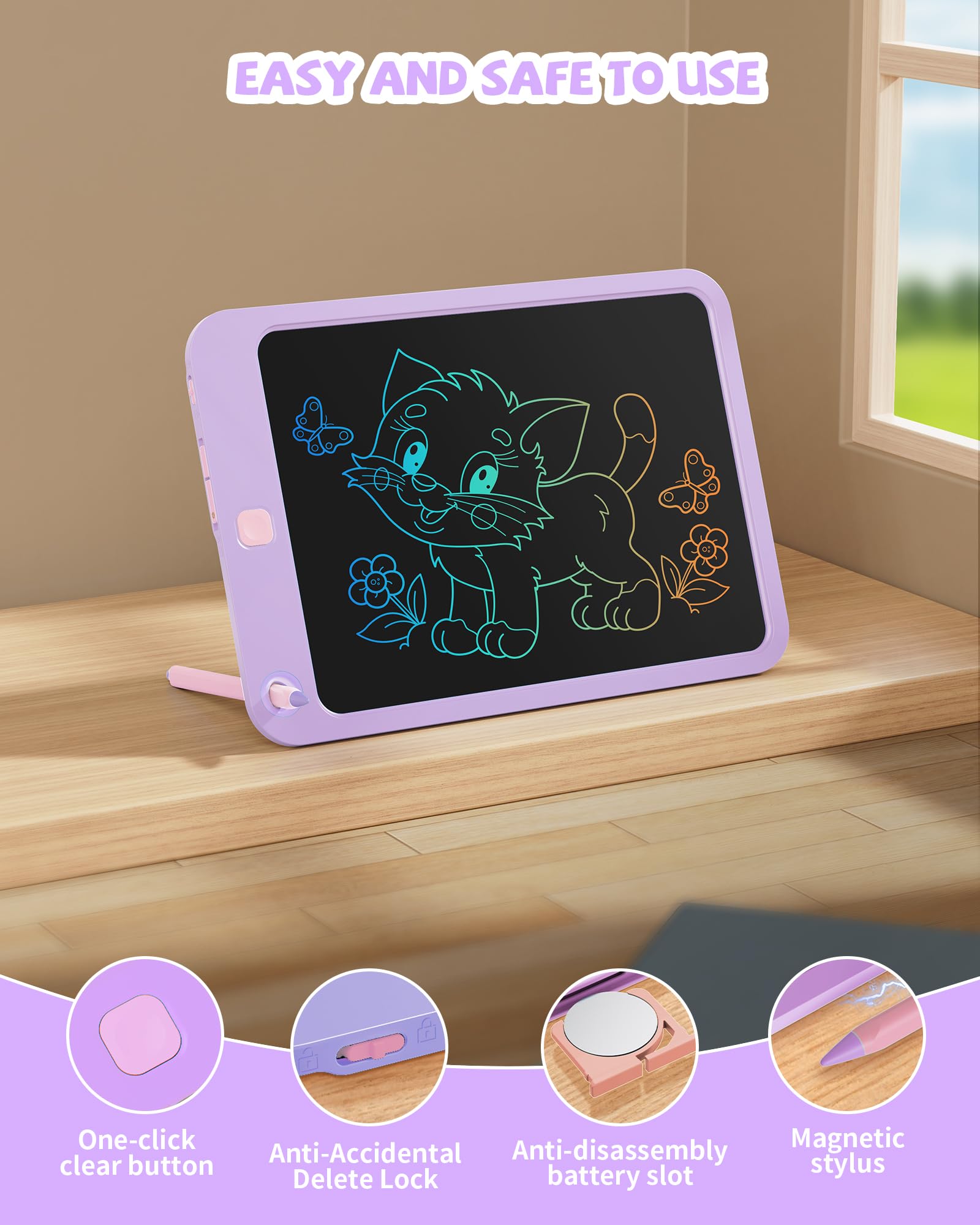 Foto 4 pulgar | Tableta De Escritura Lcd Kikapabi De 10 Pulgadas Con Cordón Morado - Venta Internacional.