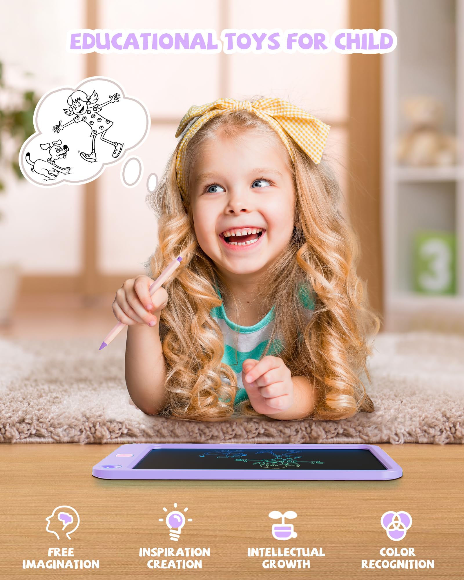 Foto 4 | Tableta De Escritura Lcd Kikapabi De 10 Pulgadas Con Cordón Morado - Venta Internacional.