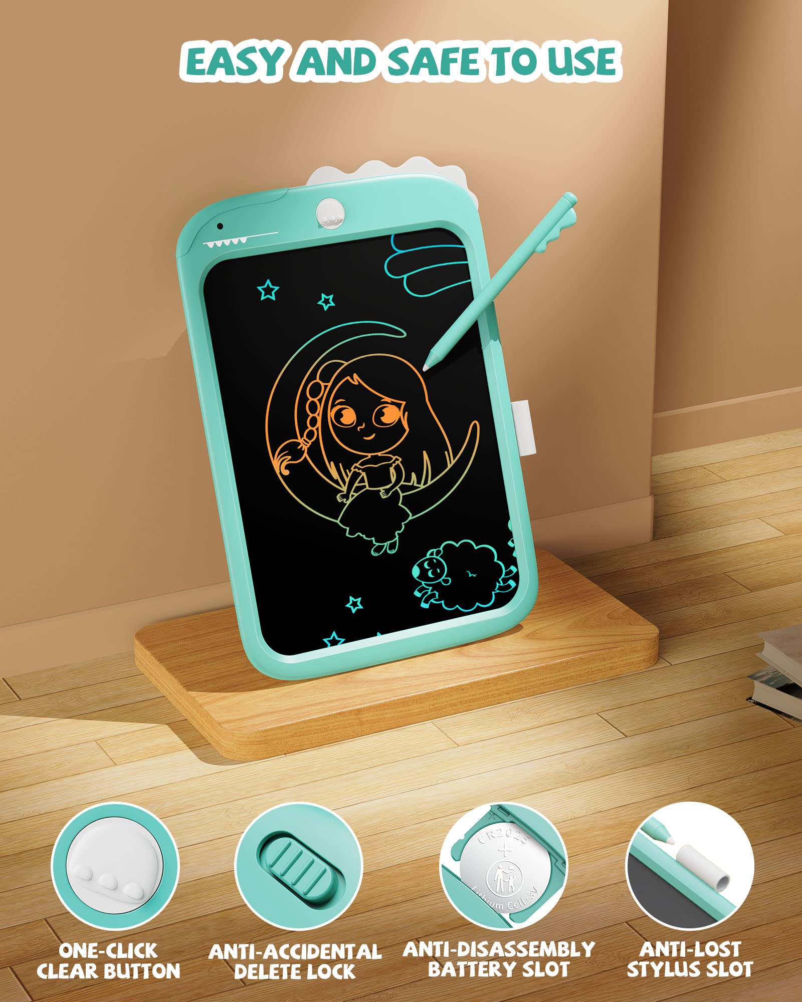 Foto 4 pulgar | Tableta De Escritura Lcd Kikapabi Dinosaur Toy De 10 Pulgadas, Azul - Venta Internacional.