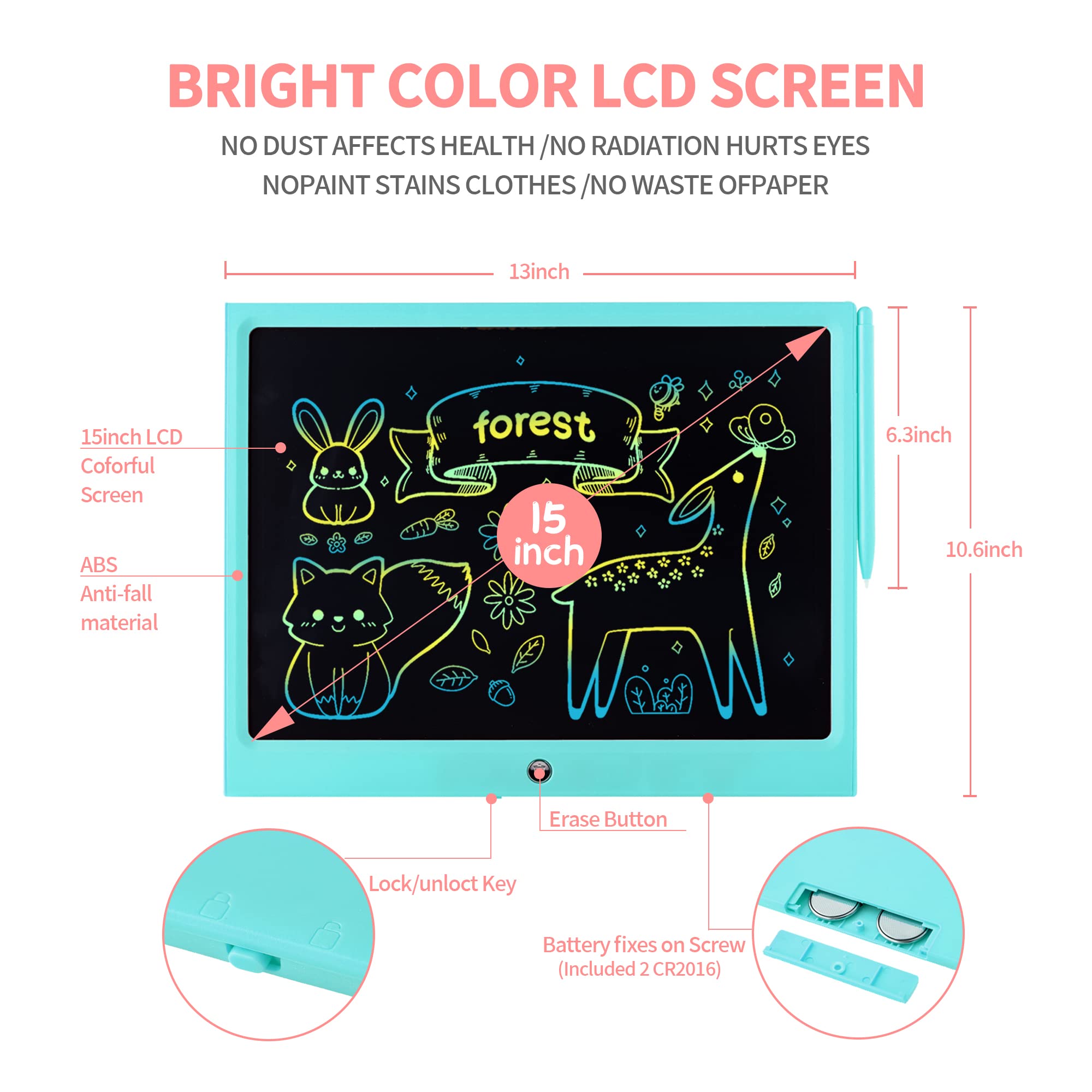 Foto 3 pulgar | Tableta Lcd Eruw  15'' Colorida para Niños - Venta Internacional