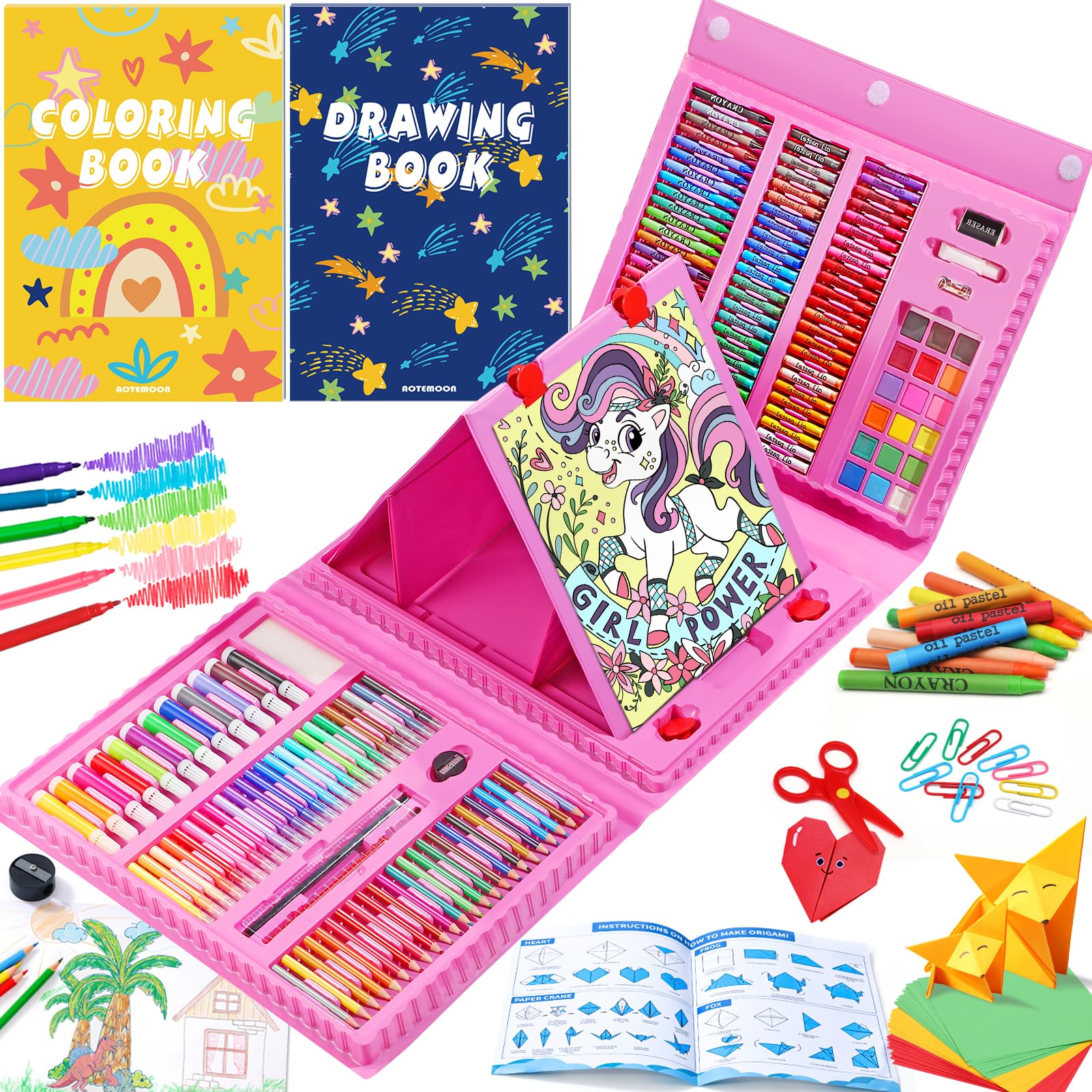 Set De Artículos De Arte Aotemoon Todo En Uno Con Caballete Para Niños - Venta Internacional. $891